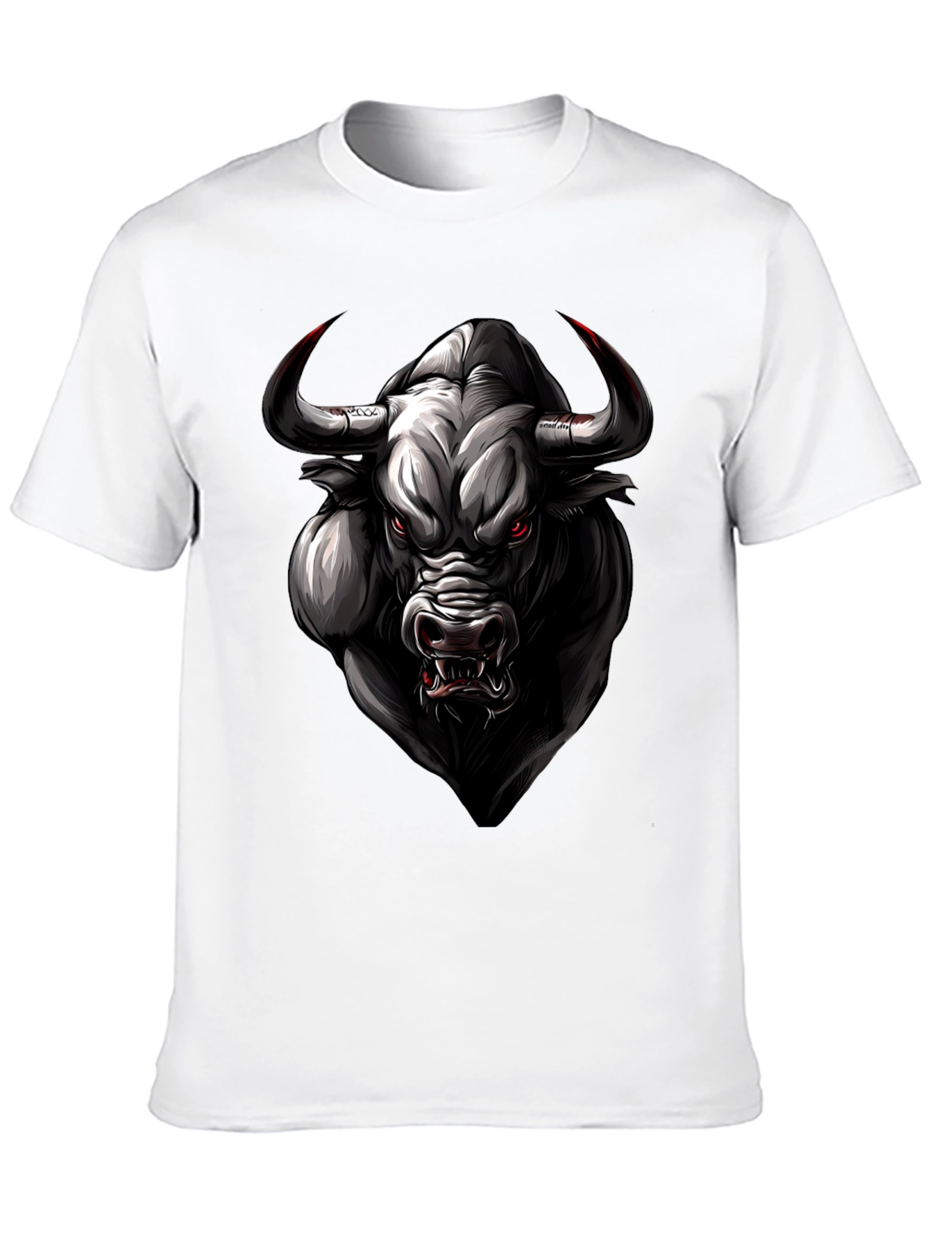 Bull Graphic Tee - Black Animal Print Shirt