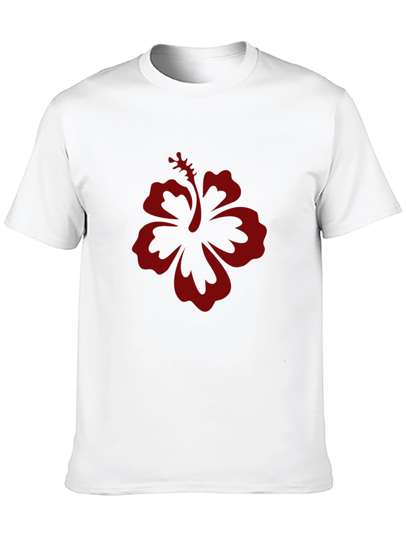 Black T-Shirt with Red Hibiscus Flower Graphic