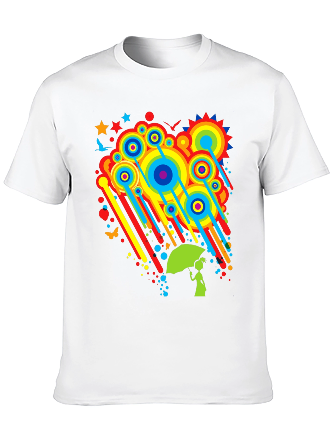 Rainbow Rain Black T-Shirt - Funky Graphic Tee