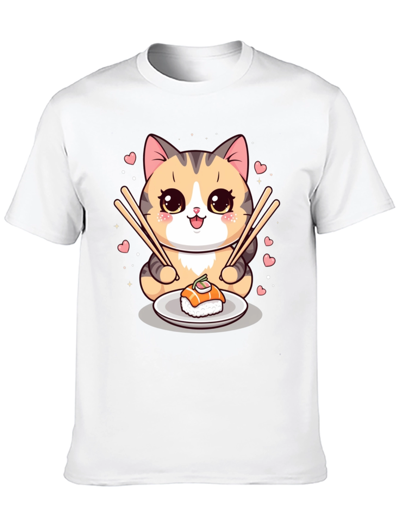 Sushi Cat Graphic Tee - Cute Anime Style
