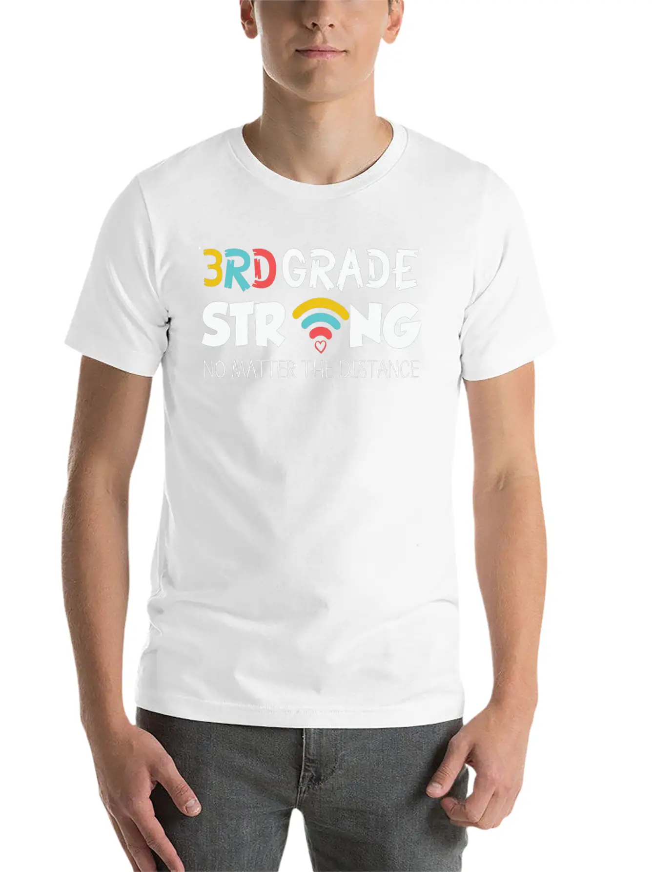 3rd Grade Strong No Matter The Distance Pencil Hea Lightweight Cotton T-Shirt – Daily Comfort Graphic Shirt