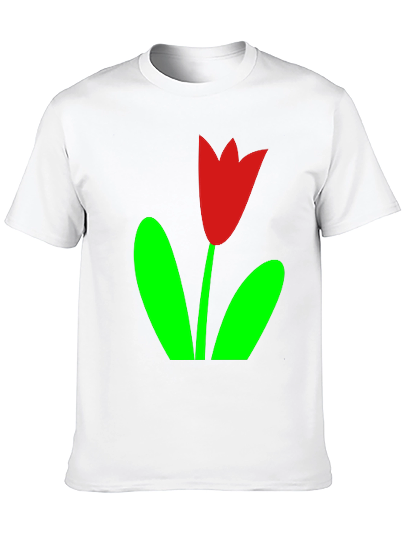 Black T-Shirt with Red Tulip Graphic
