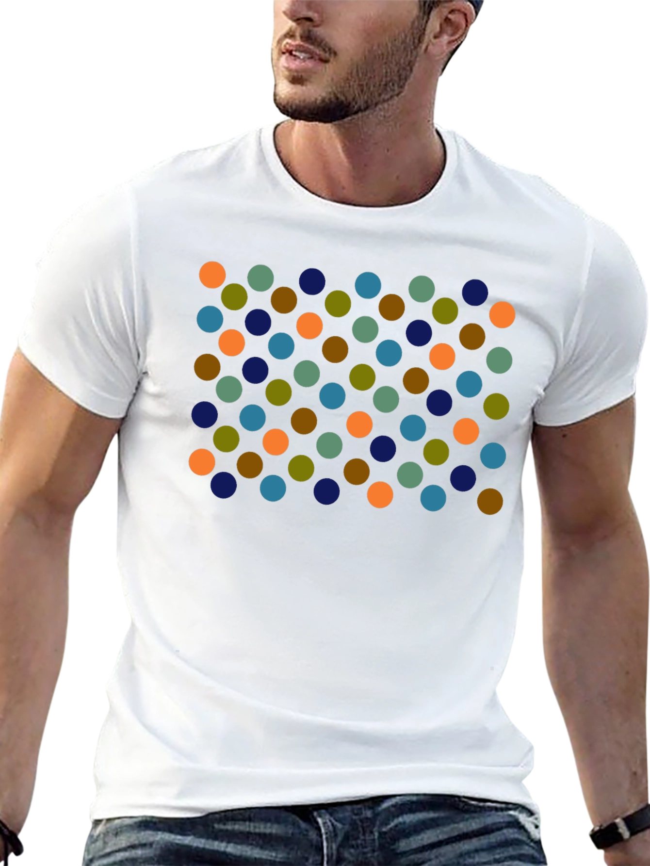 Retro Dot Pattern Black T-Shirt