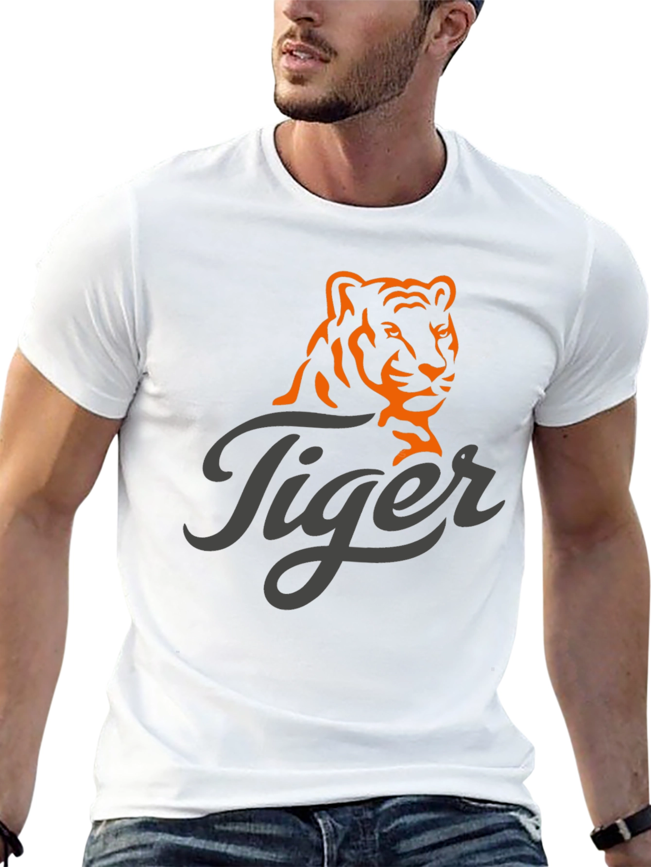 Tiger Graphic Print Mens Black T-Shirt