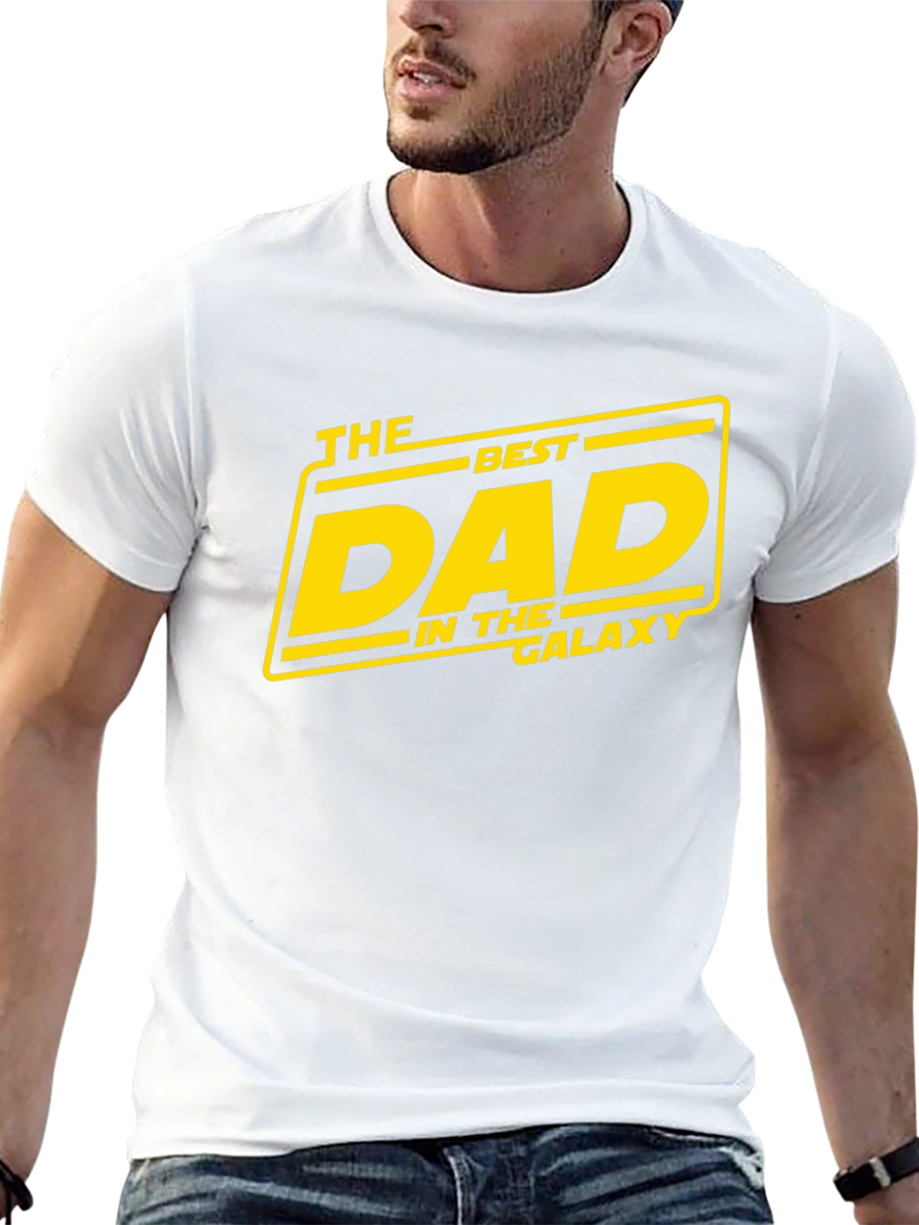 Best Dad In the Galaxy Black Graphic T-Shirt