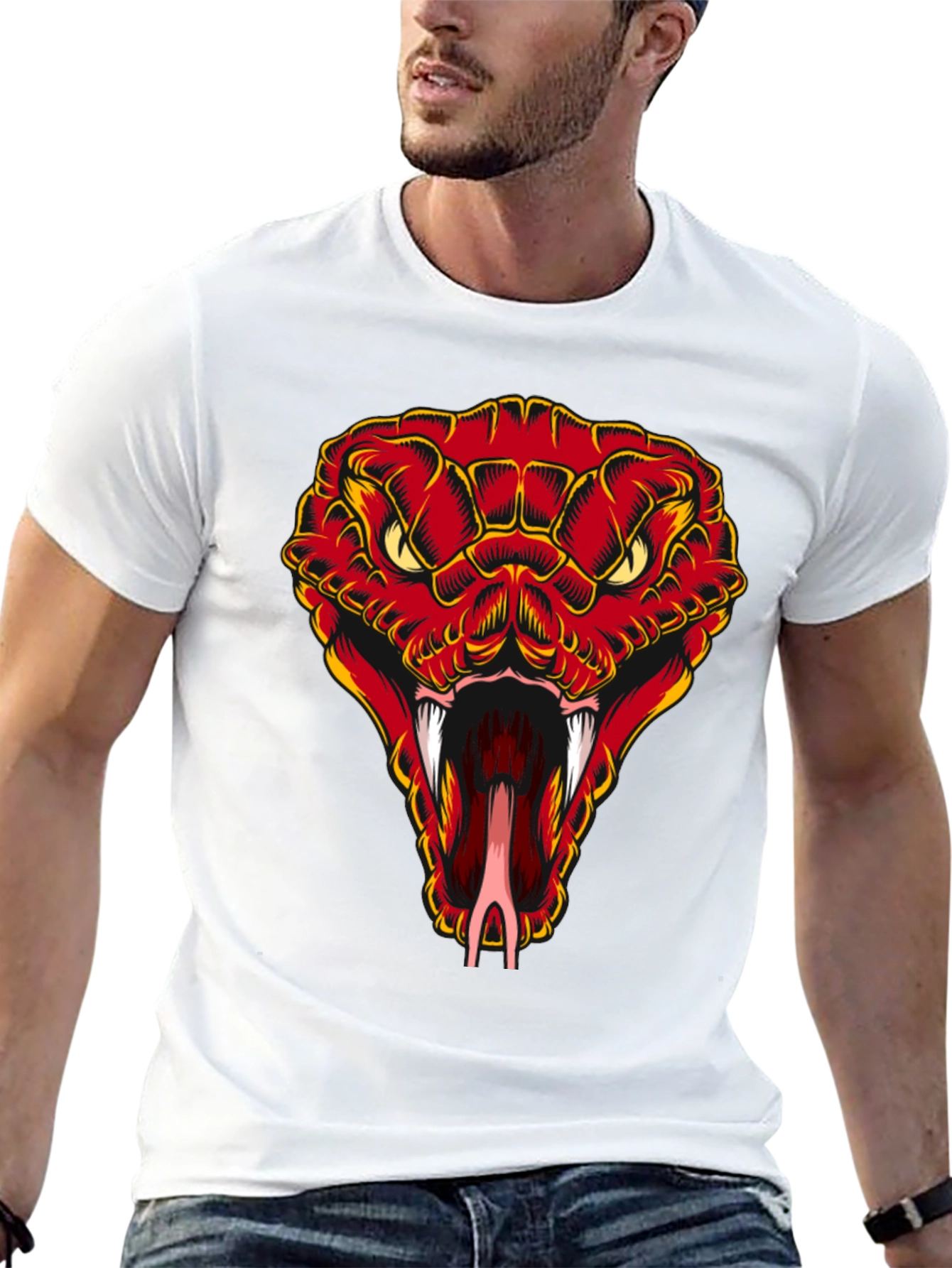 Snake Head Graphic T-Shirt - Bold Cobra Design