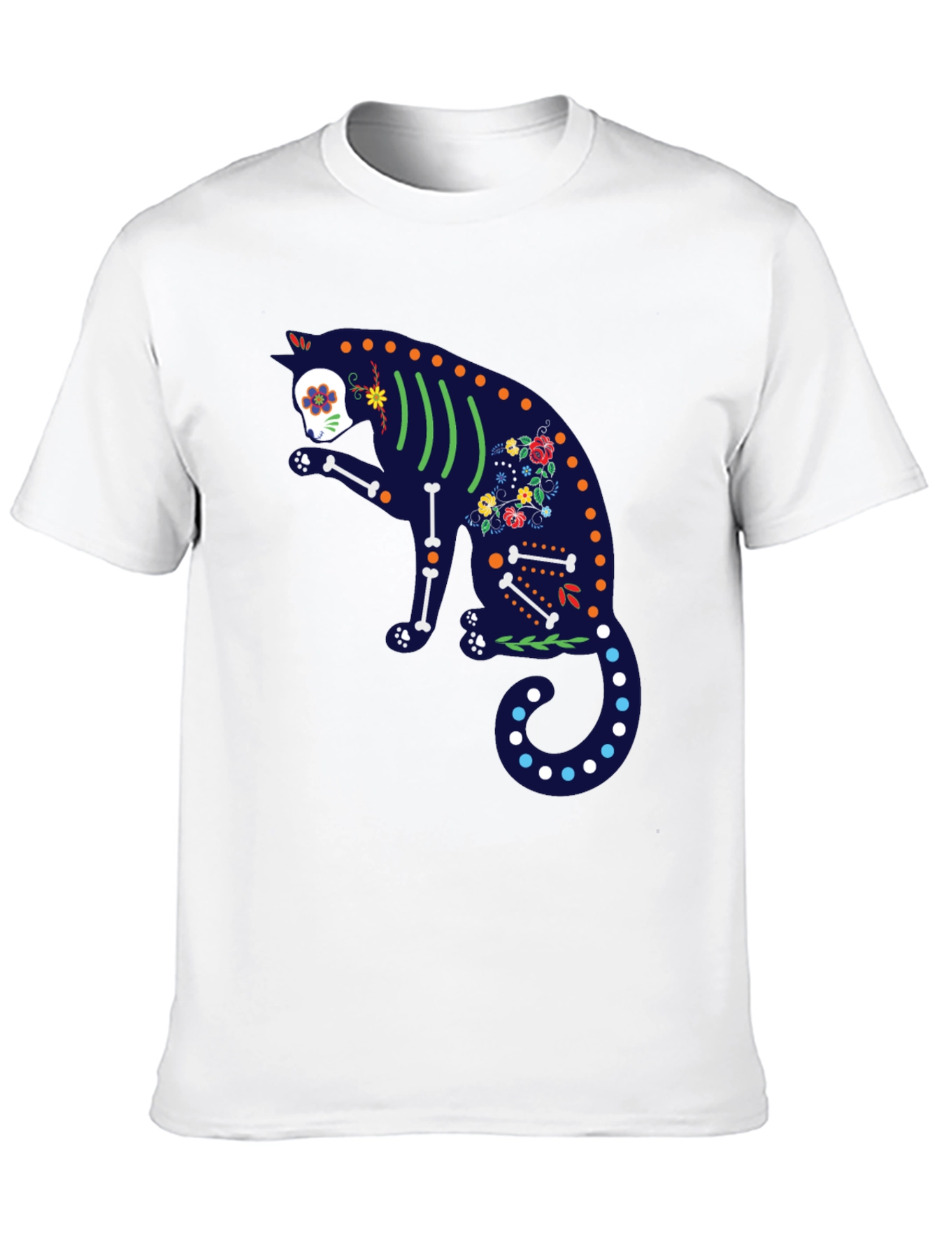 Sugar Skull Cat Graphic T-Shirt