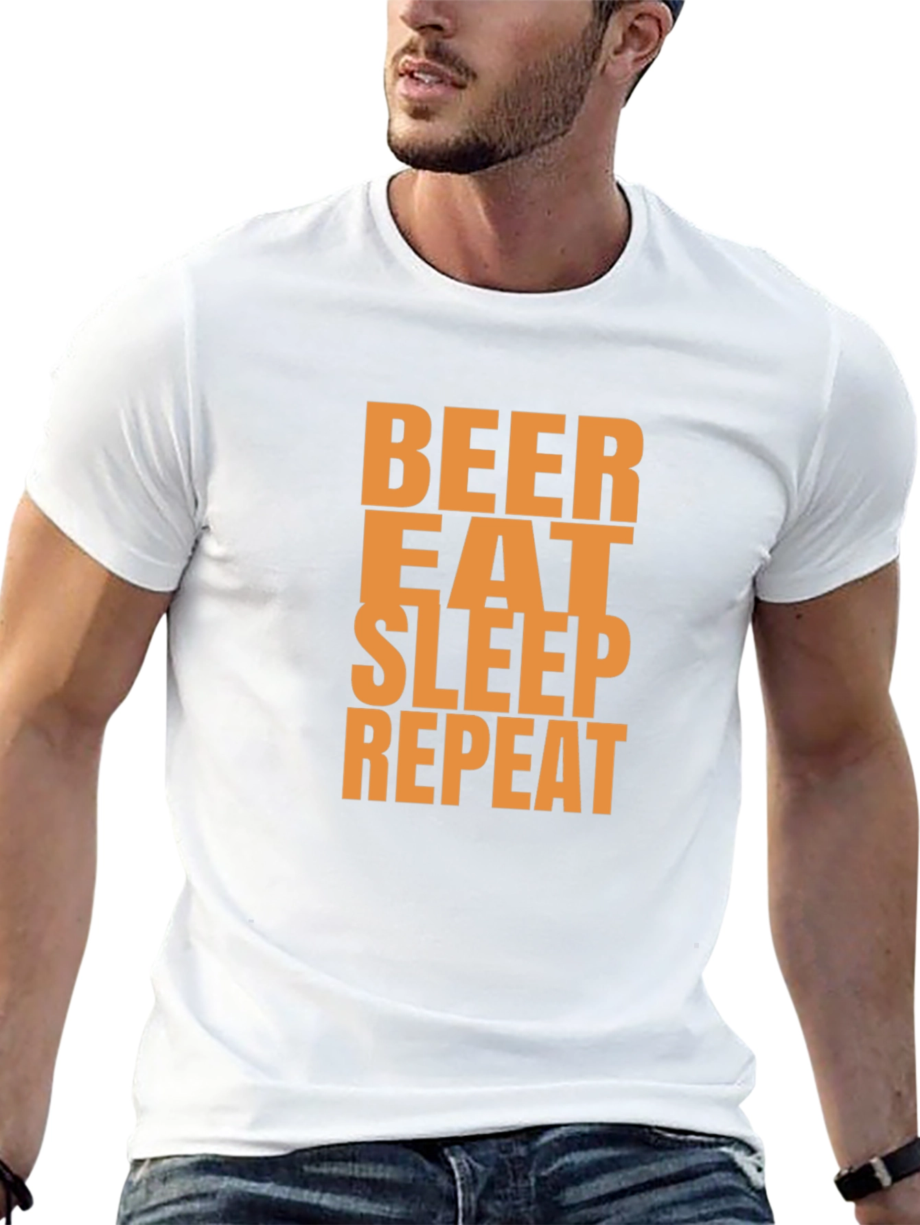 Beer Eat Sleep Repeat Graphic Tee - Black