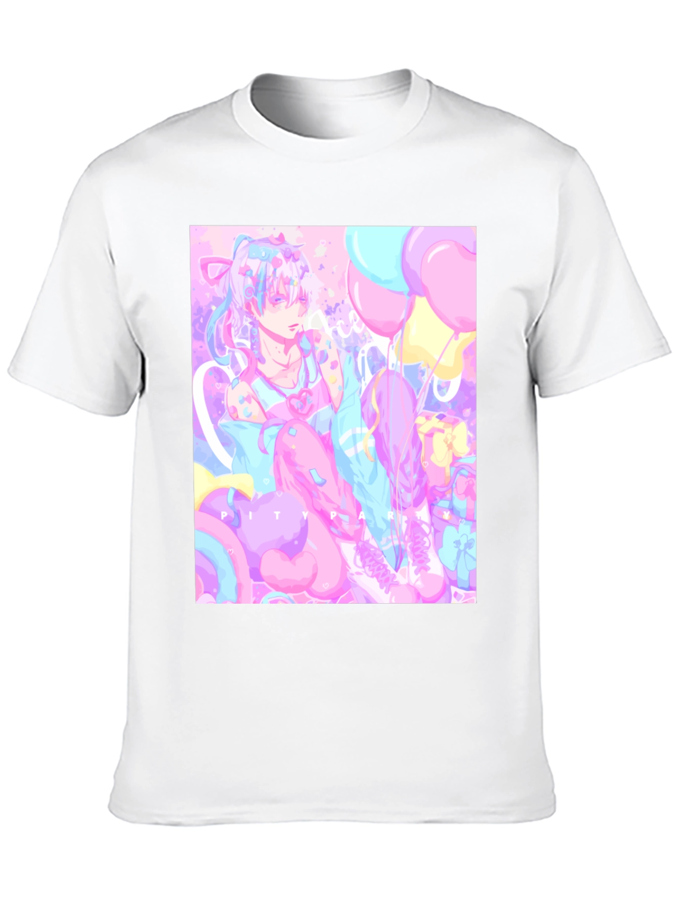 Anime Pastel Graphic Tee - Kawaii Pity Party T-Shirt