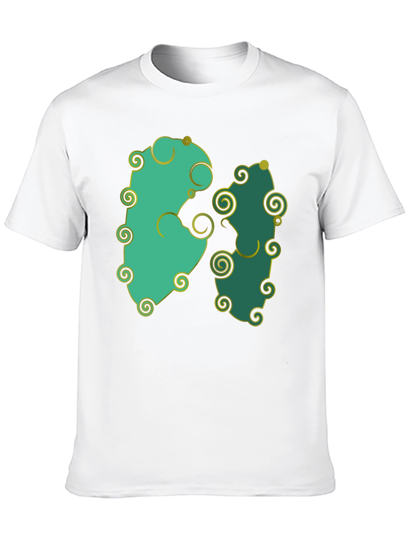 Whimsical Swirl Design Black T-Shirt