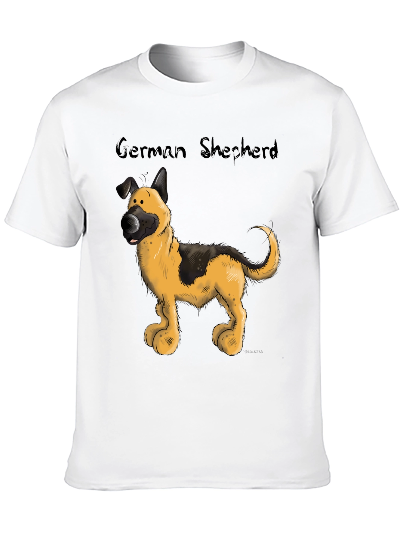 Cartoon German Shepherd Graphic T-Shirt