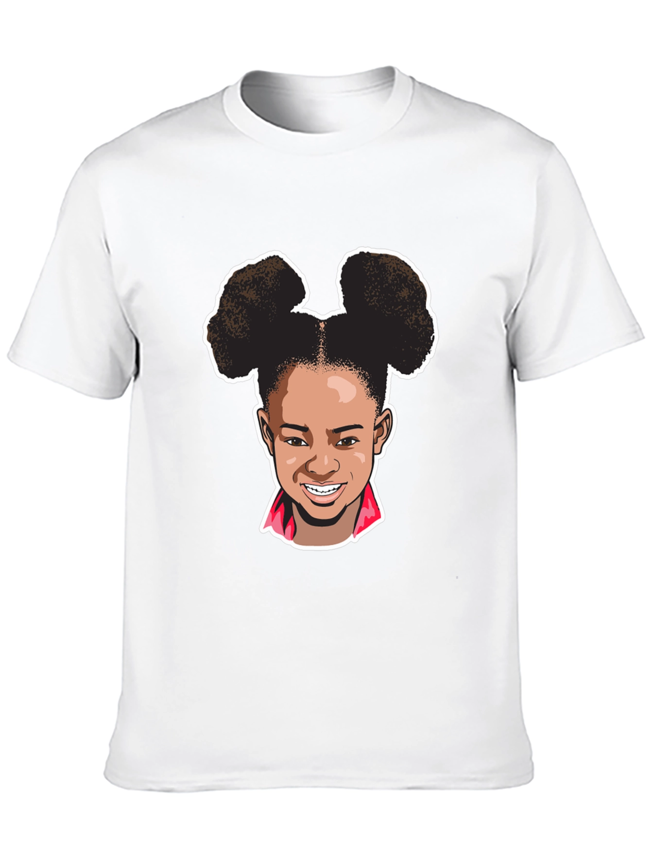 Cartoon Girl Graphic Tee - Black Cotton T-Shirt