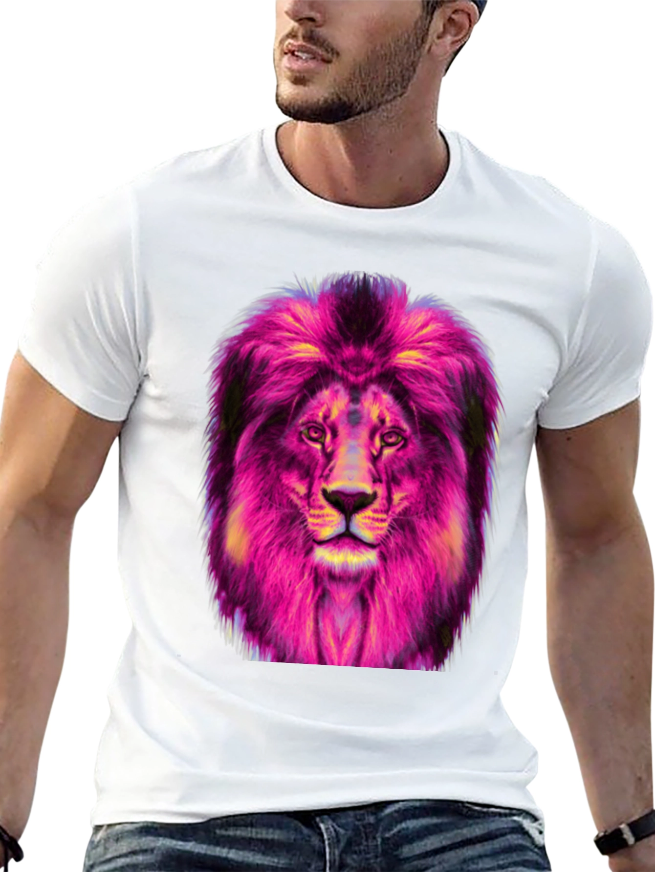 Vibrant Lion Graphic Tee - Mens Black T-Shirt