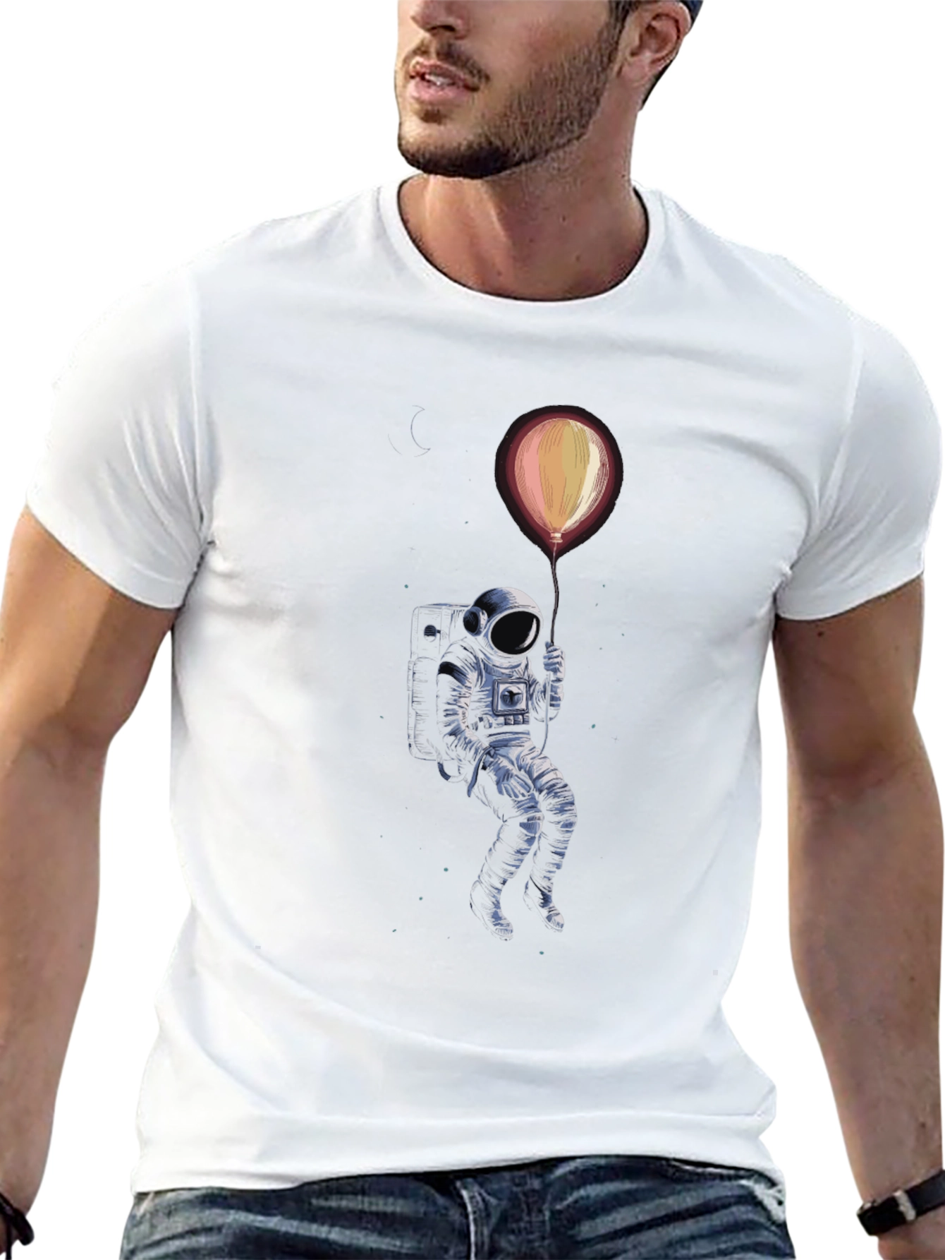 Astronaut Balloon Graphic Tee - Black