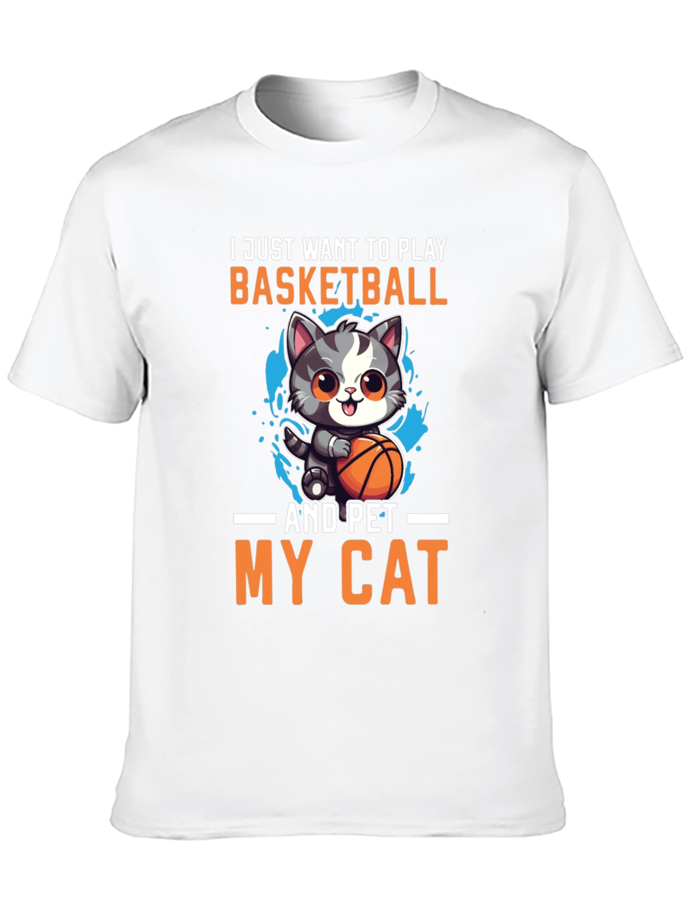 Basketball & Cats Graphic T-Shirt