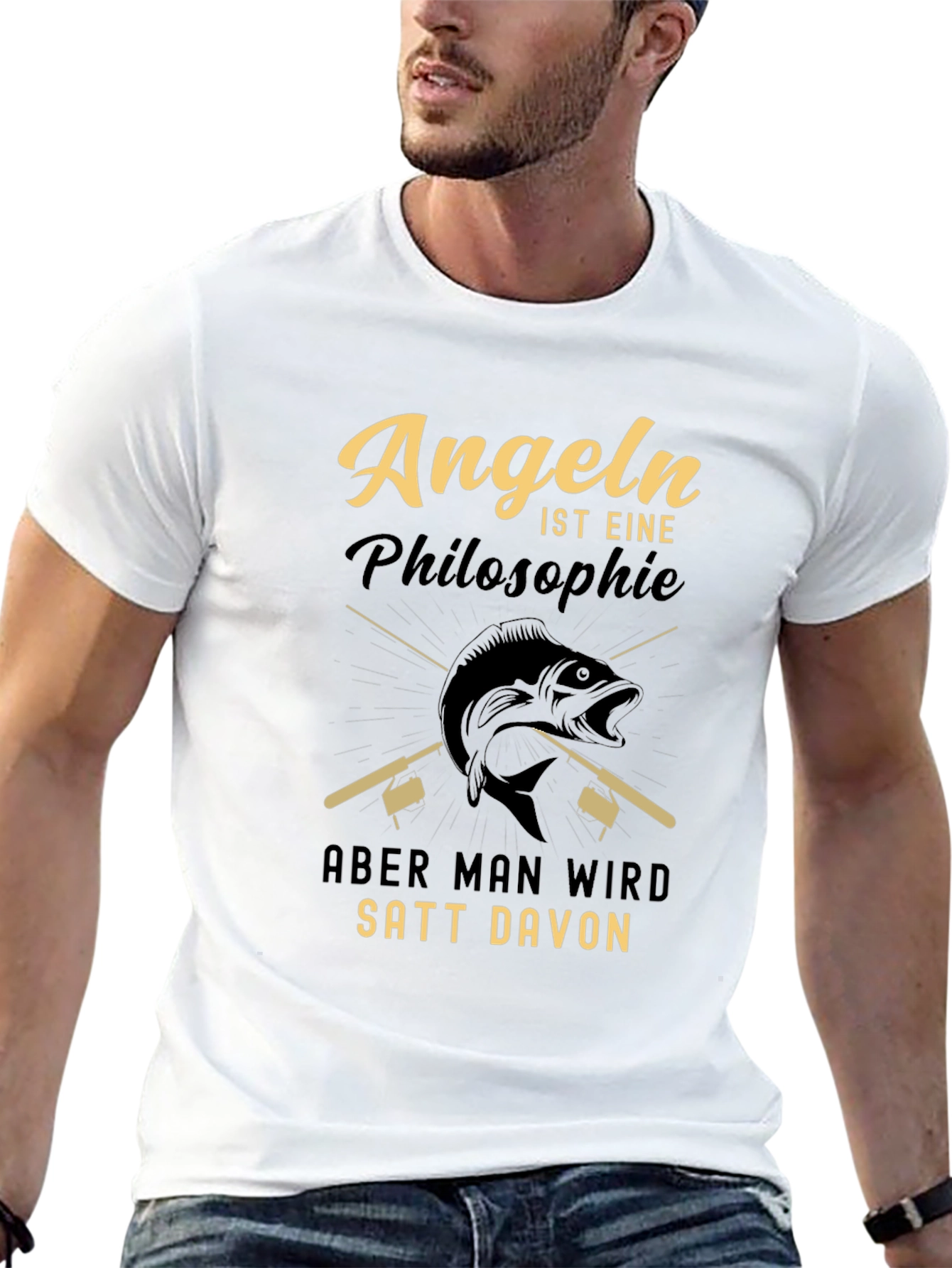 Angeln Philosophie Graphic Tee - Black Cotton