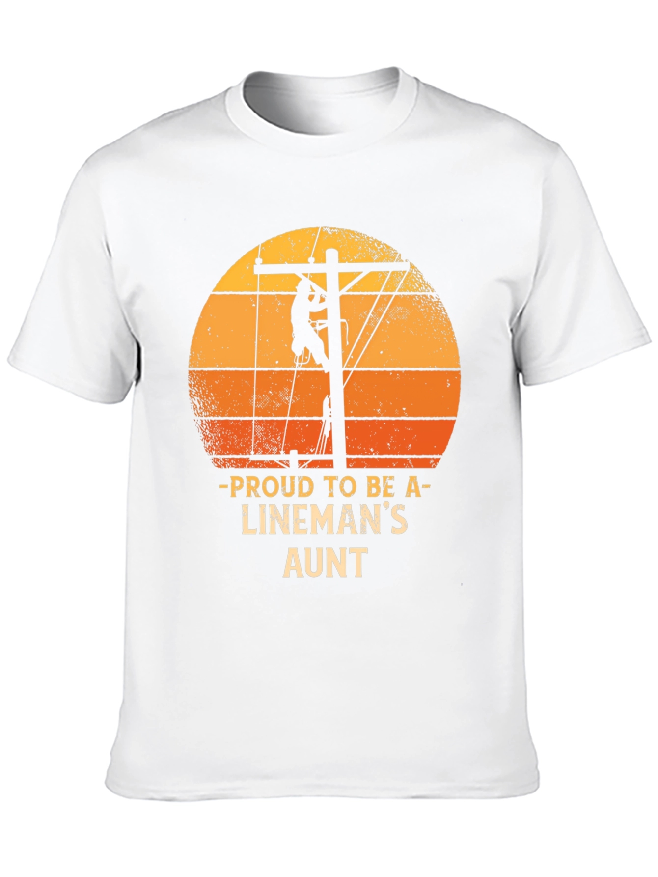 Proud Linemans Aunt T-Shirt Retro Sunset Lineworker Tee