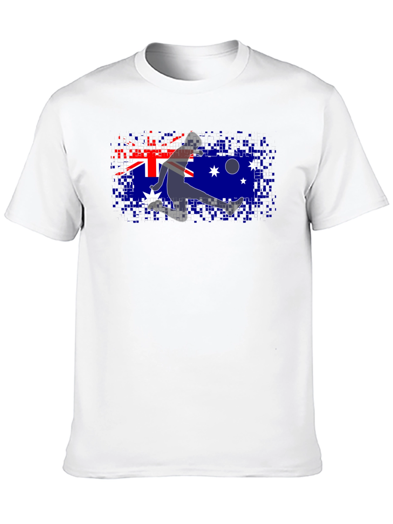Australia Flag Soccer Player Black T-Shirt