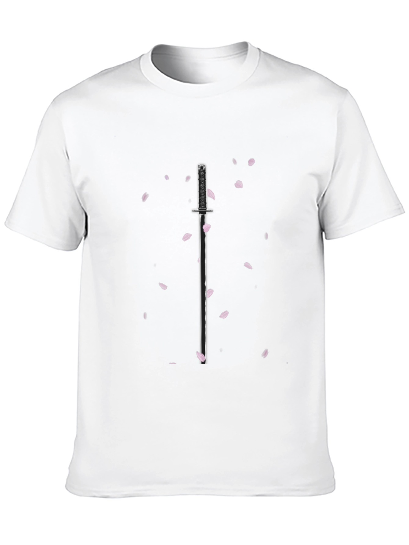 Samurai Sword & Sakura Blossom Black T-Shirt