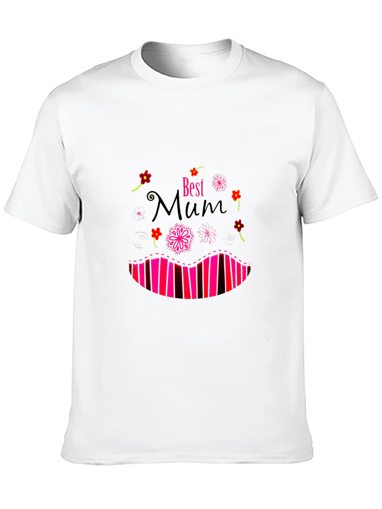 Best Mum T-Shirt: Floral & Striped Design