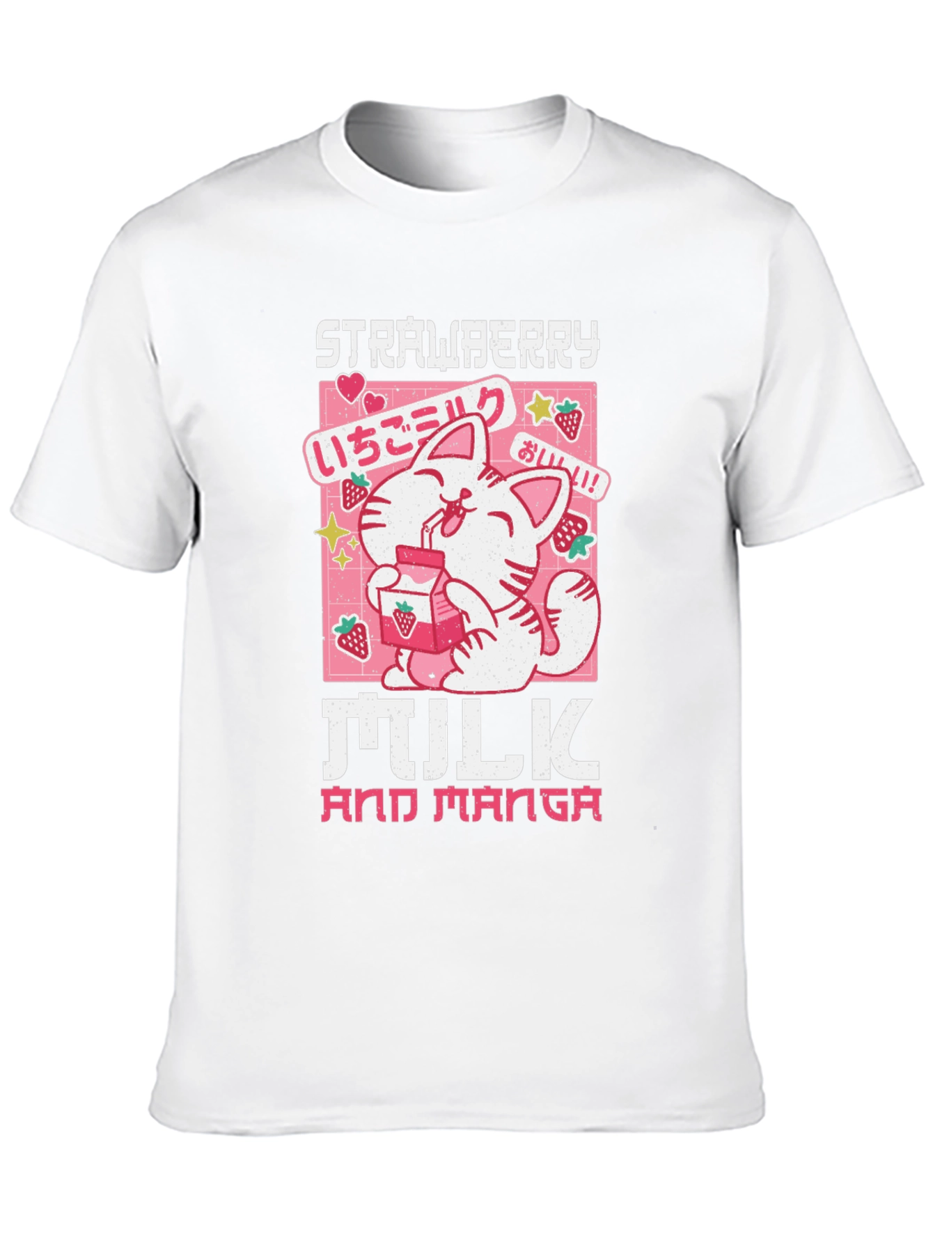 Strawberry Milk & Manga Black T-Shirt