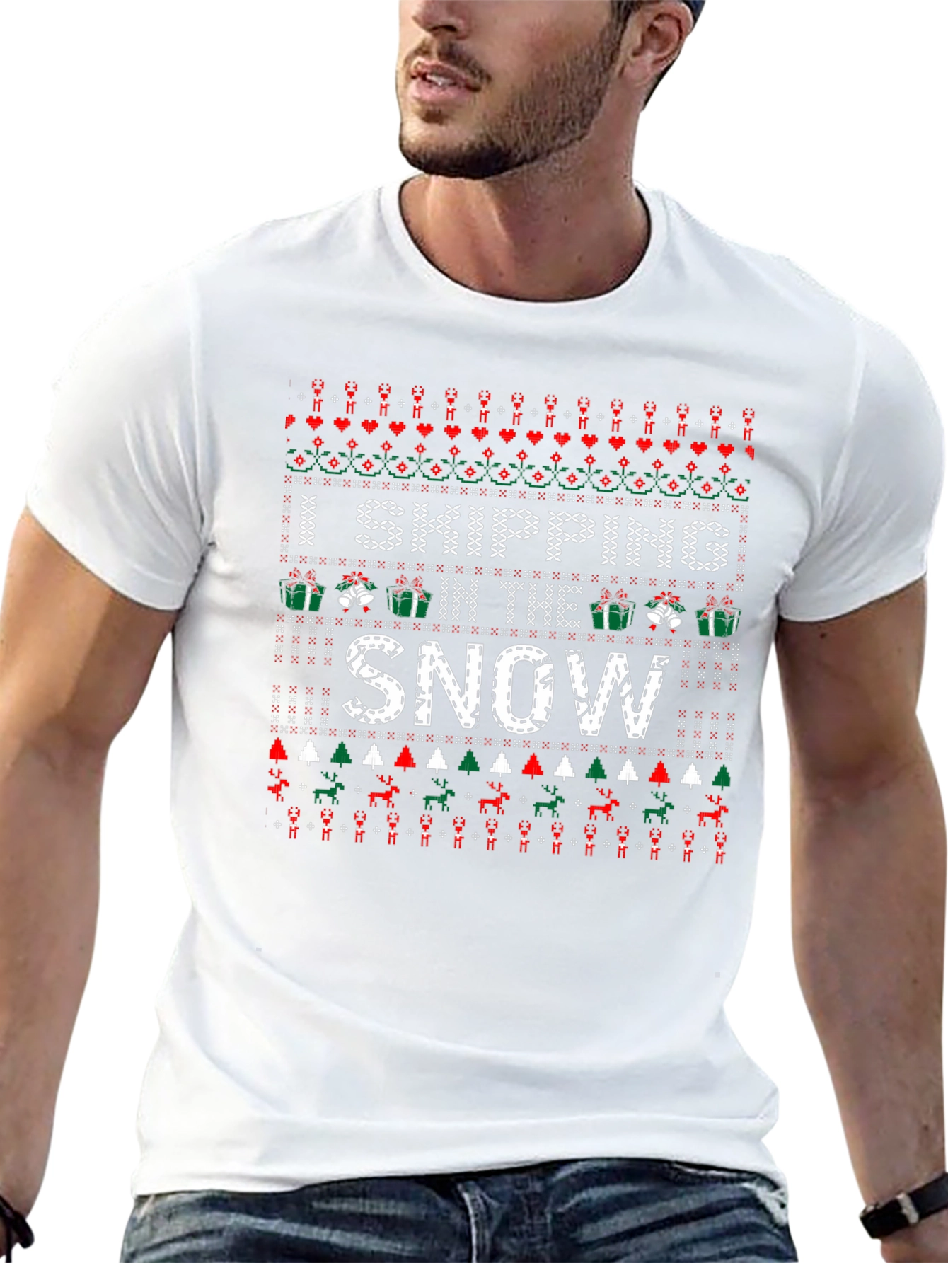 Skipping in the Snow Ugly Christmas Holiday T-Shirt