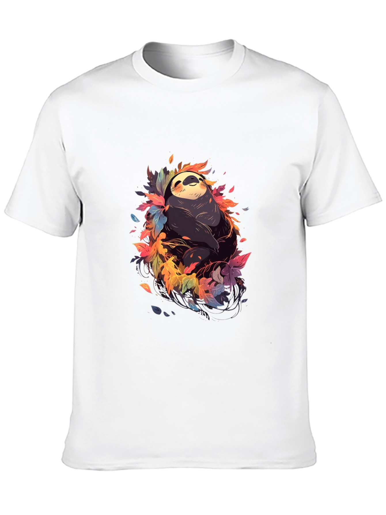 Sloth in Leaves Graphic Tee - Casual Comfort