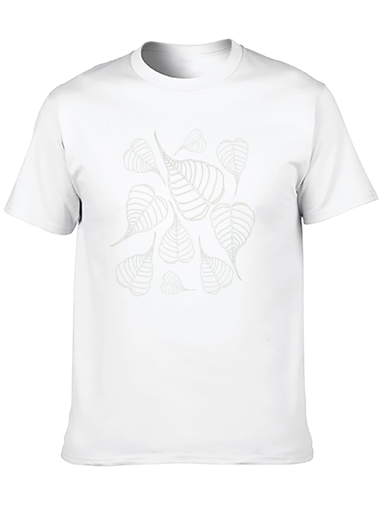 Black Leaf Print Casual T-Shirt