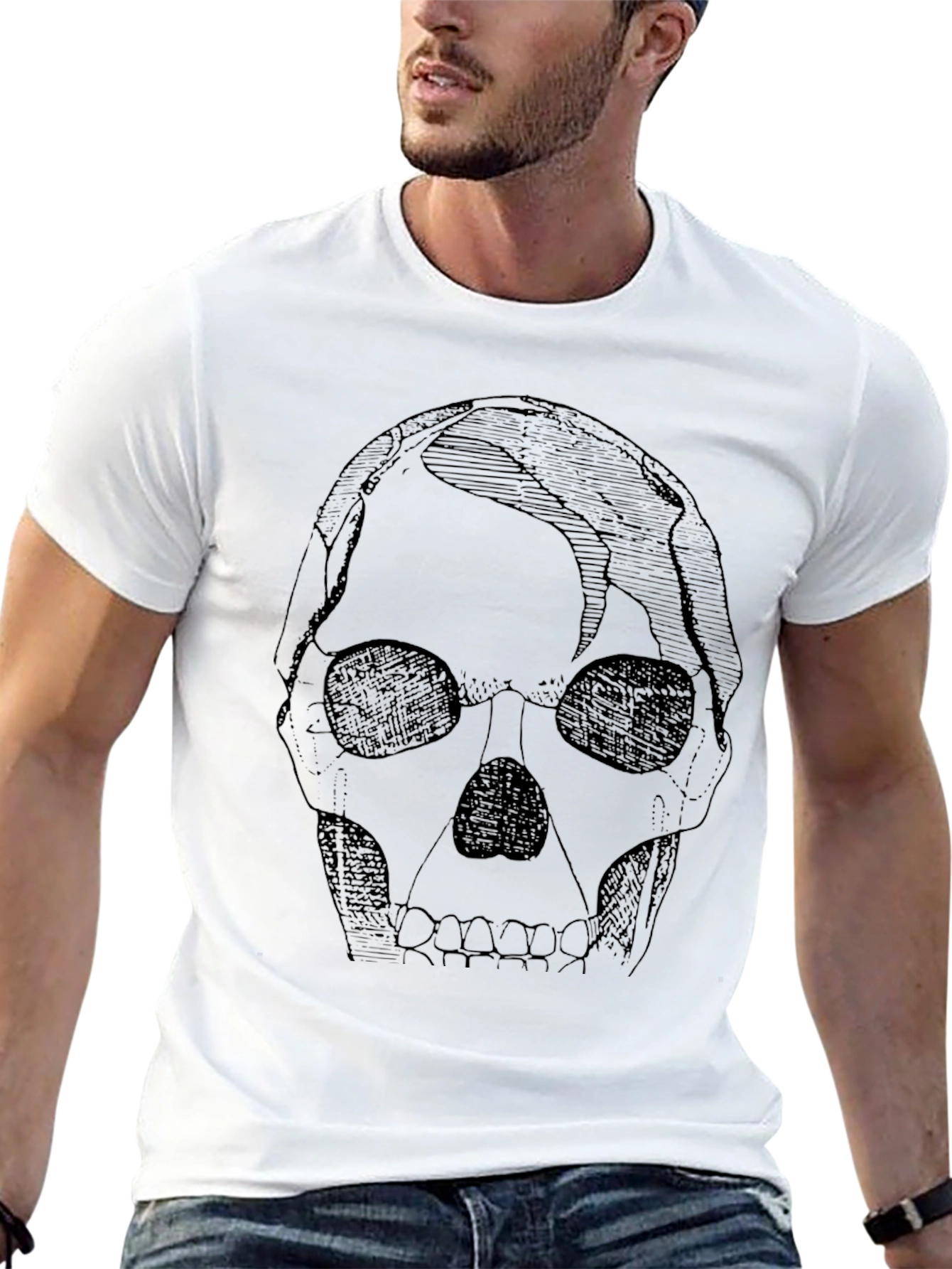 Skull Graphic Print Black T-Shirt