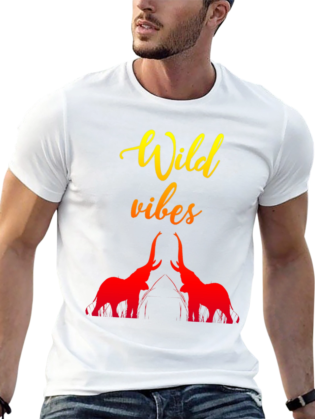 Wild Vibes Elephant Graphic Tee - Black