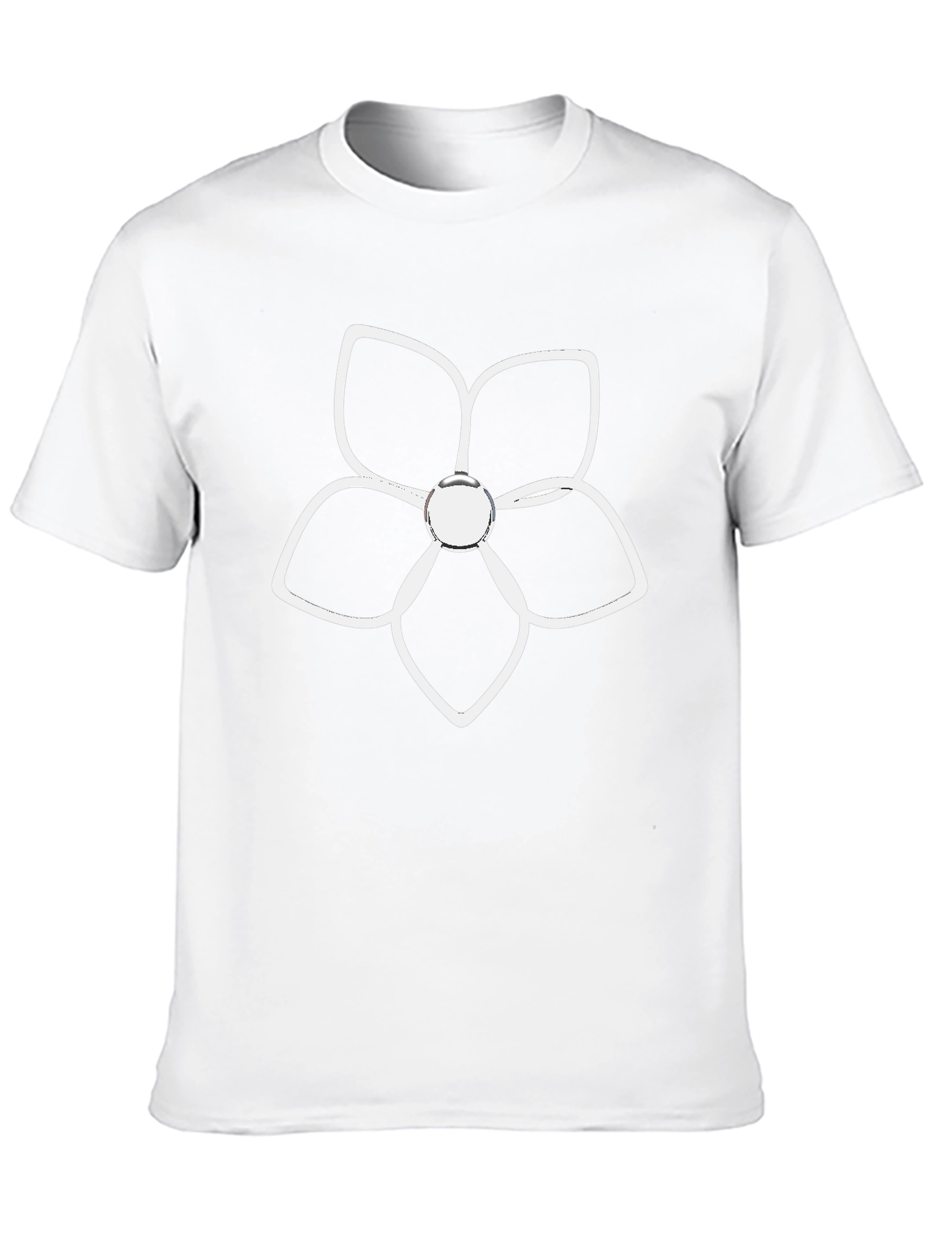 Black T-Shirt with White Flower Graphic