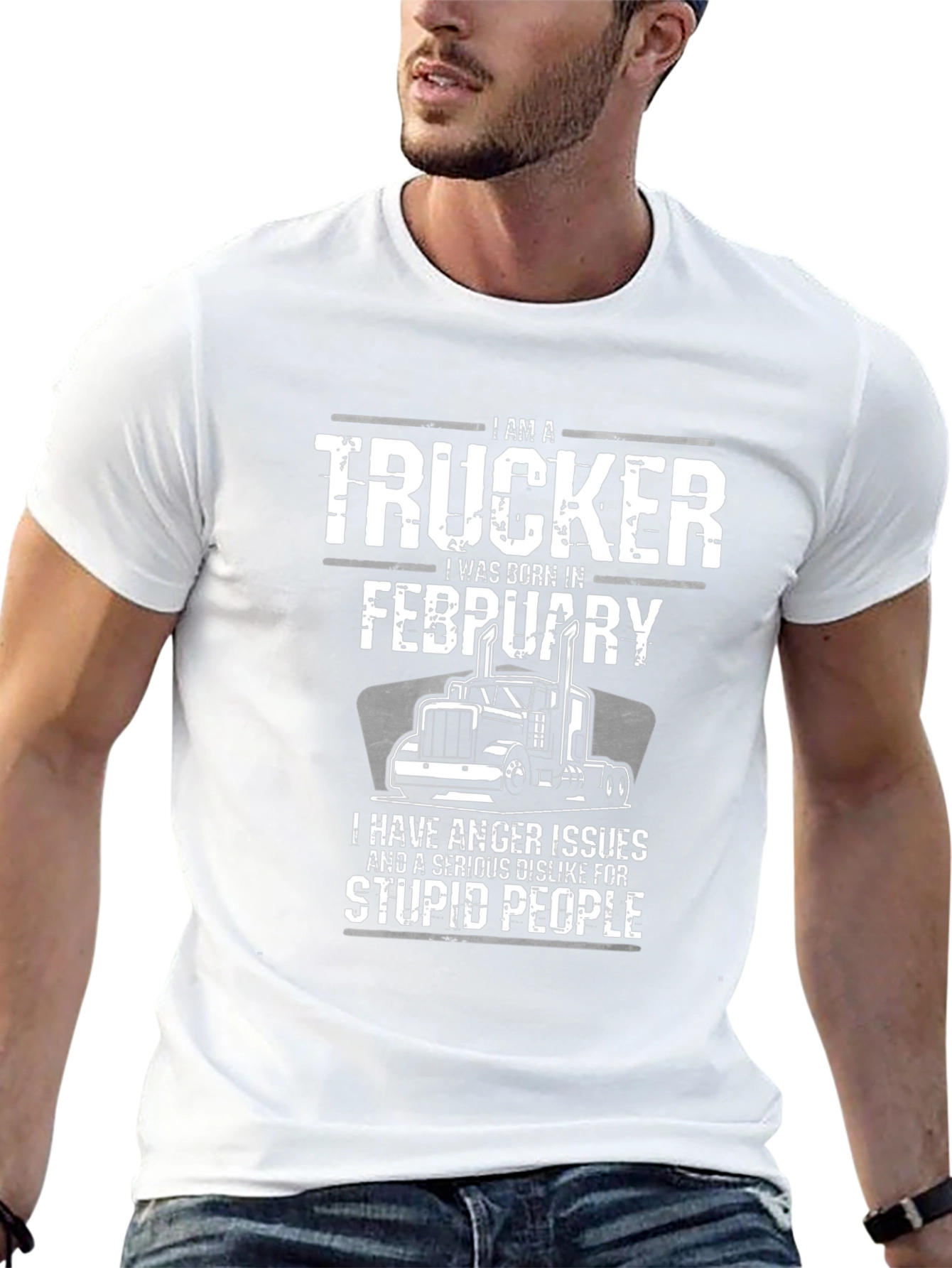 Trucker Born in February Graphic T-Shirt