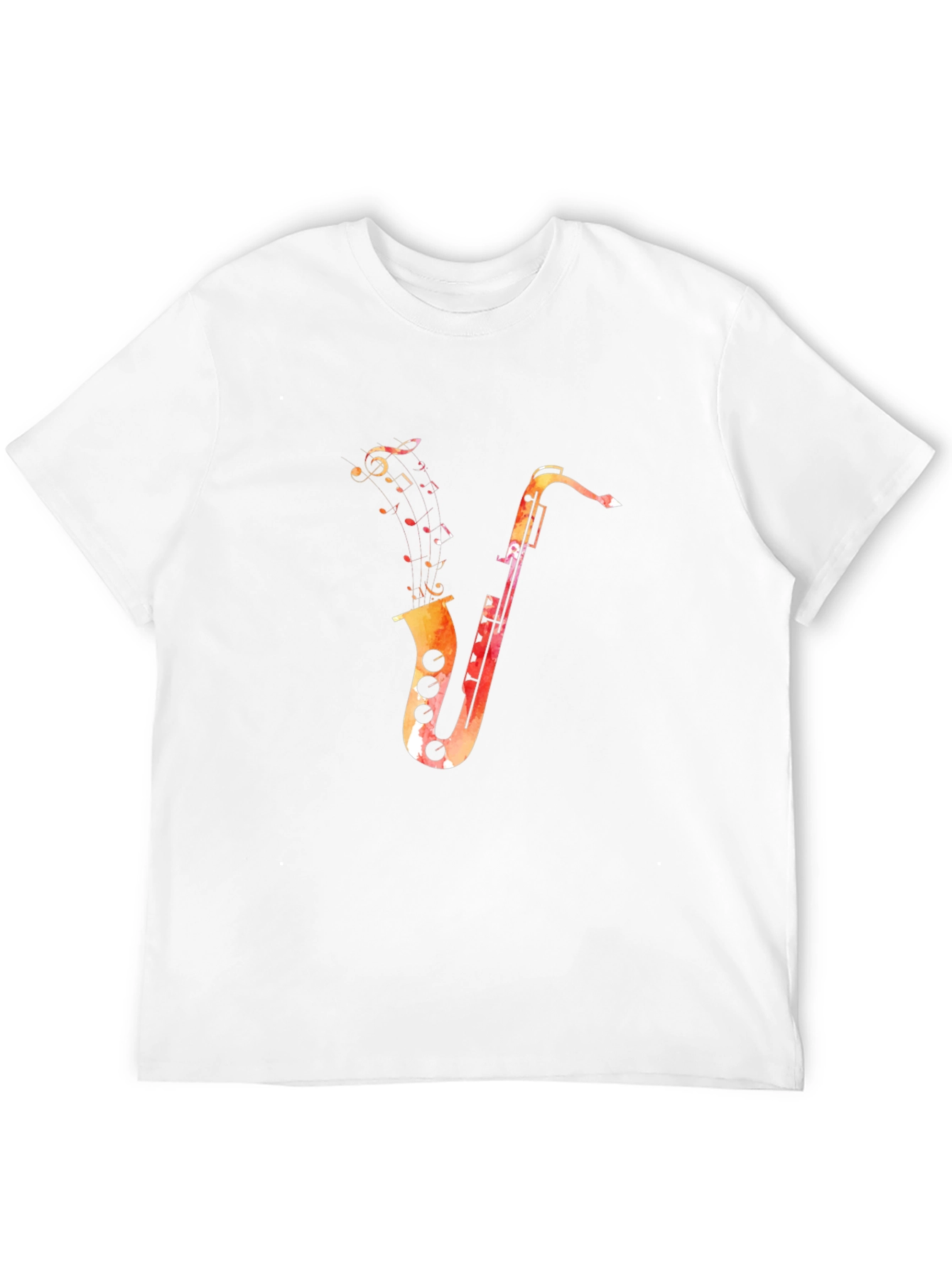 Saxophone Music Notes Graphic Black T-Shirt