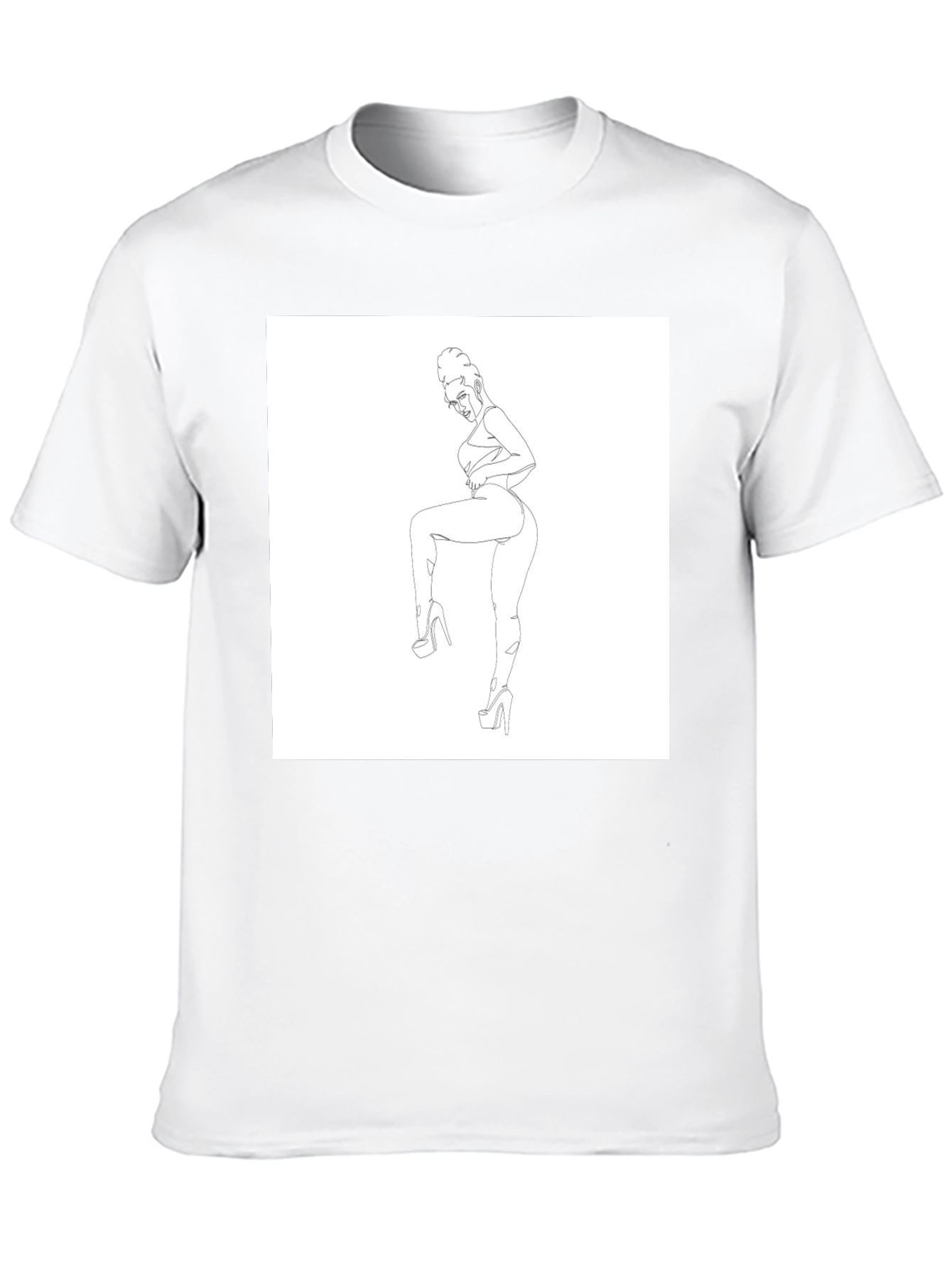 Black Graphic T-Shirt - Minimalist Woman Art
