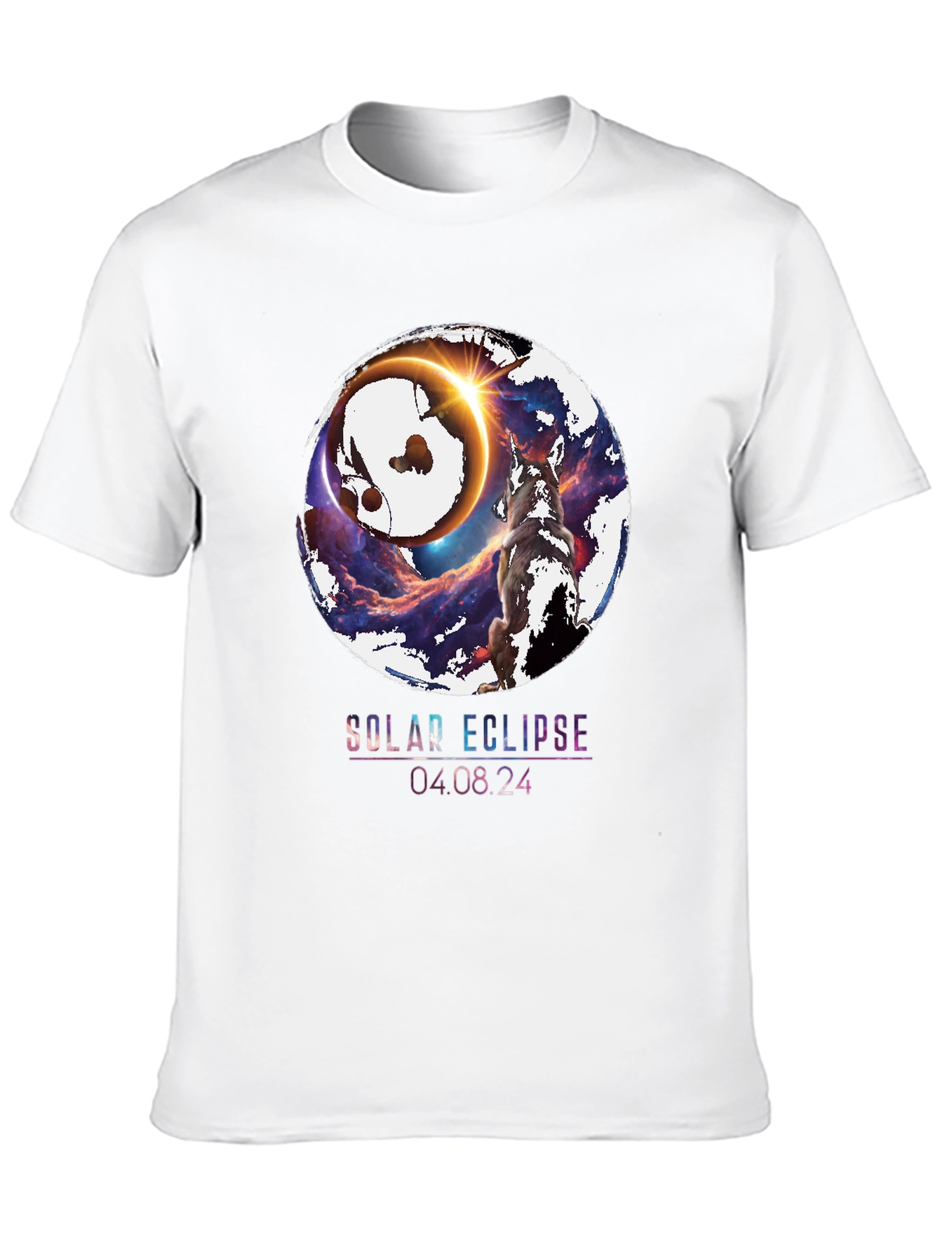 Solar Eclipse Wolf Graphic T-Shirt - August 4 2024