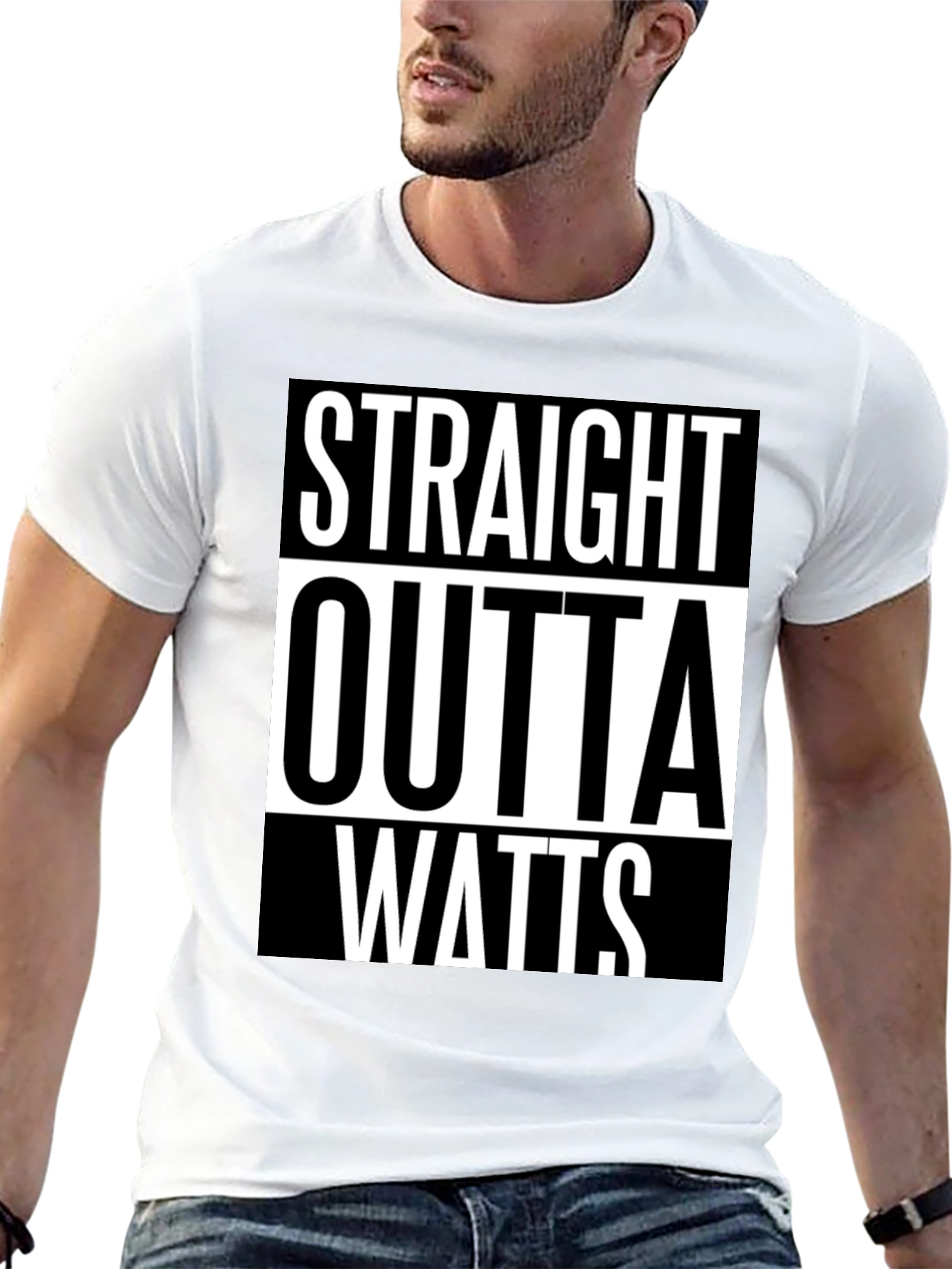 Straight Outta Watts Graphic Tee - Black Cotton T-Shirt