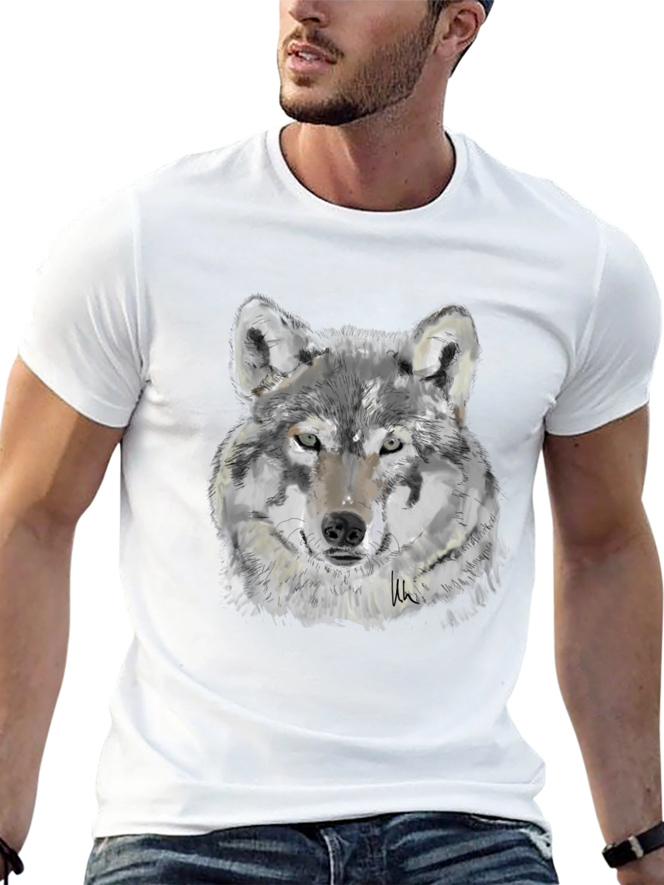 Wolf Graphic Print Black T-Shirt