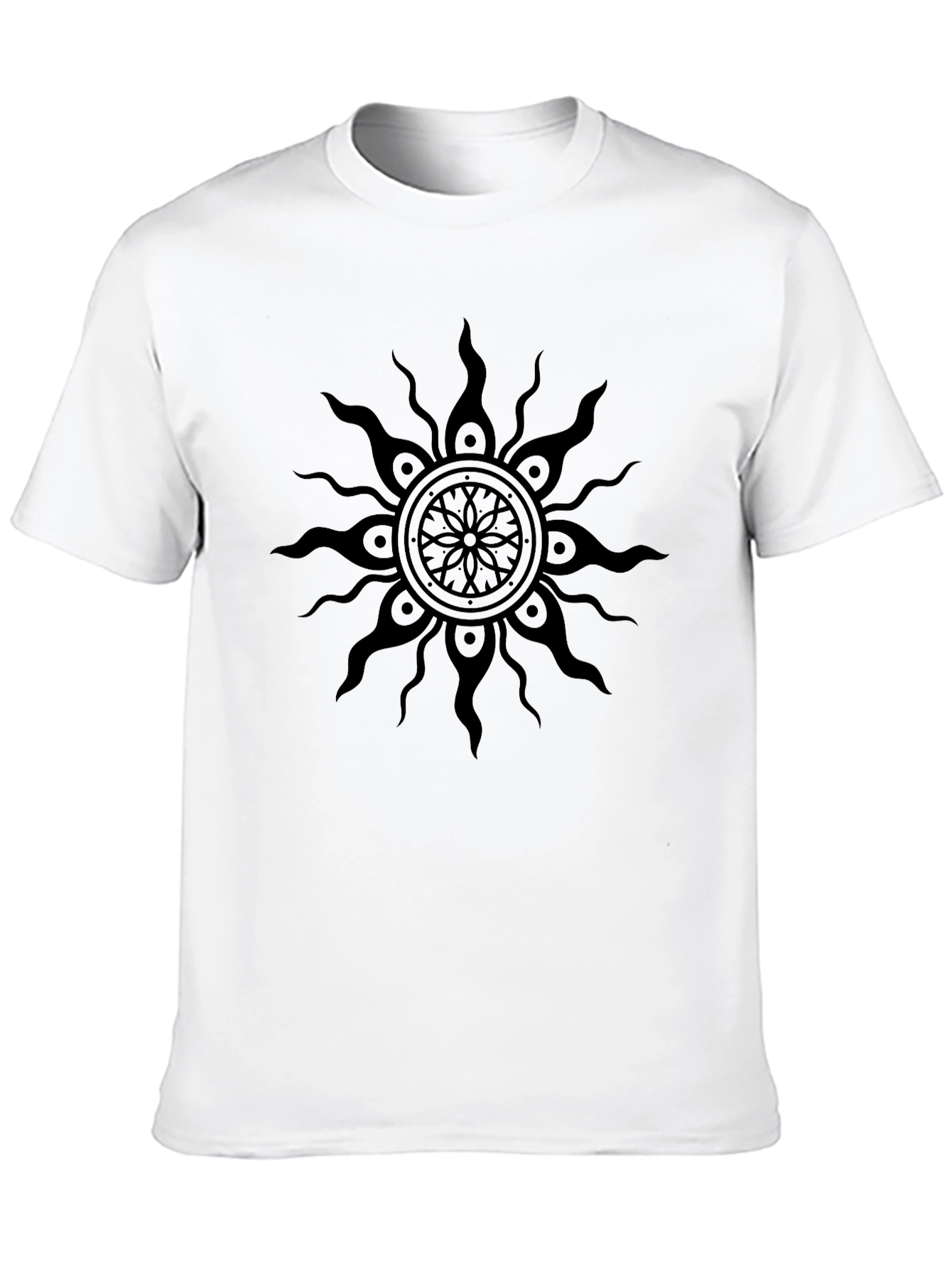 Black Sun Mandala Graphic Tee - Stylish Comfort