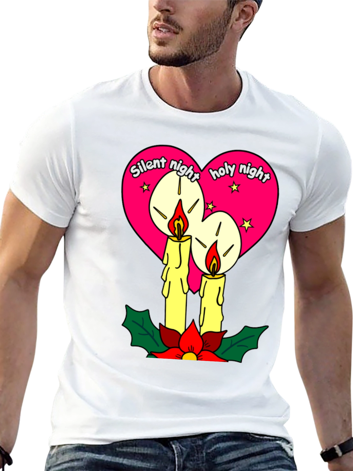 Silent Night Holy Night Christmas Candle T-Shirt