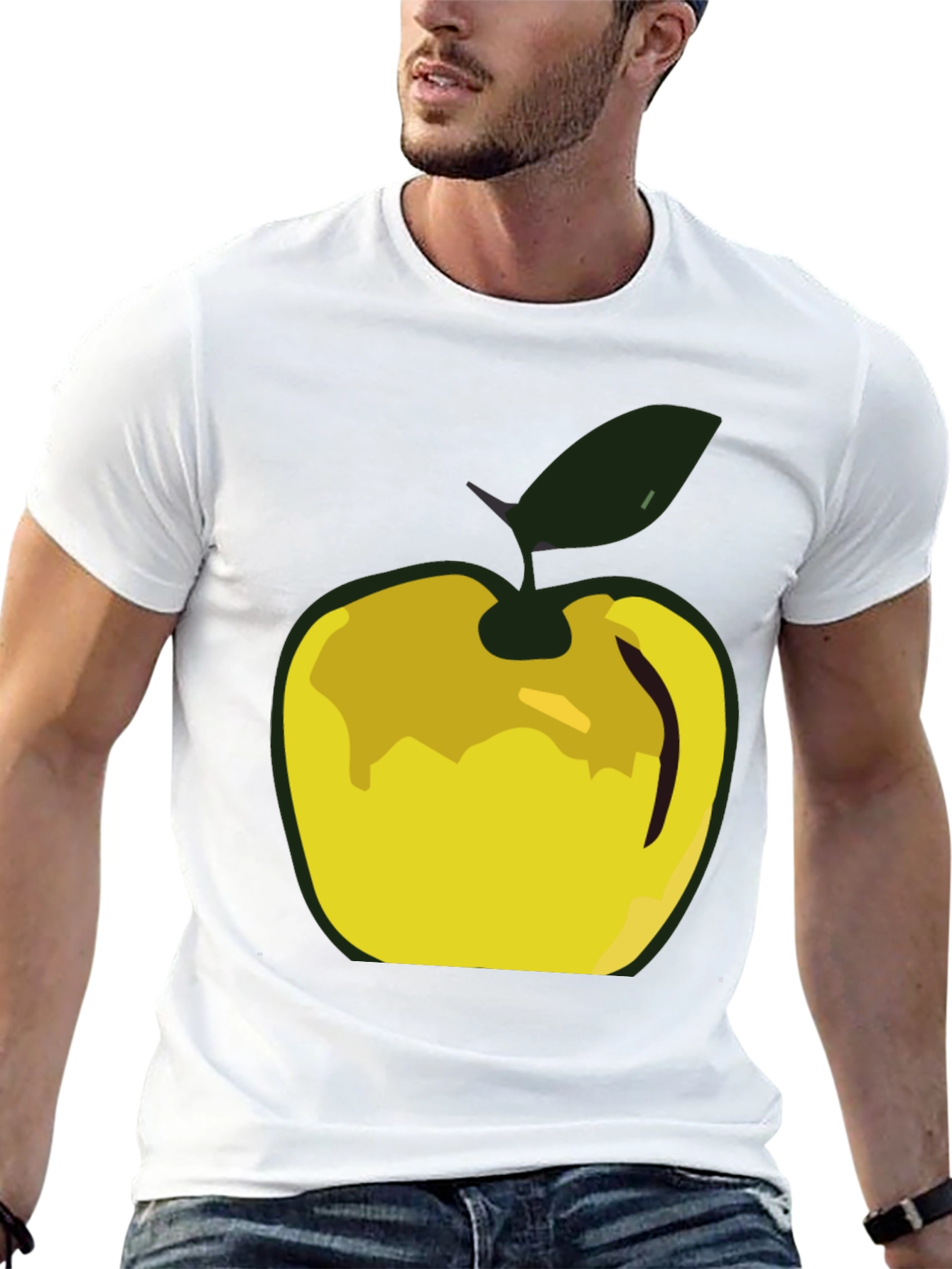 Apple Graphic Tee - Modern Mens Black T-Shirt
