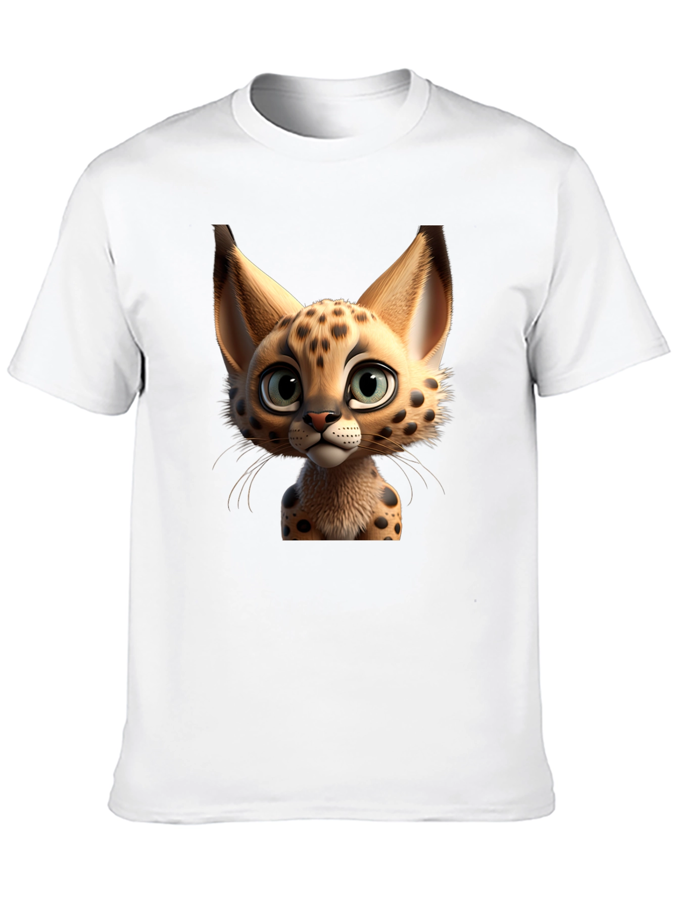 Cartoon Serval Cat Graphic T-Shirt