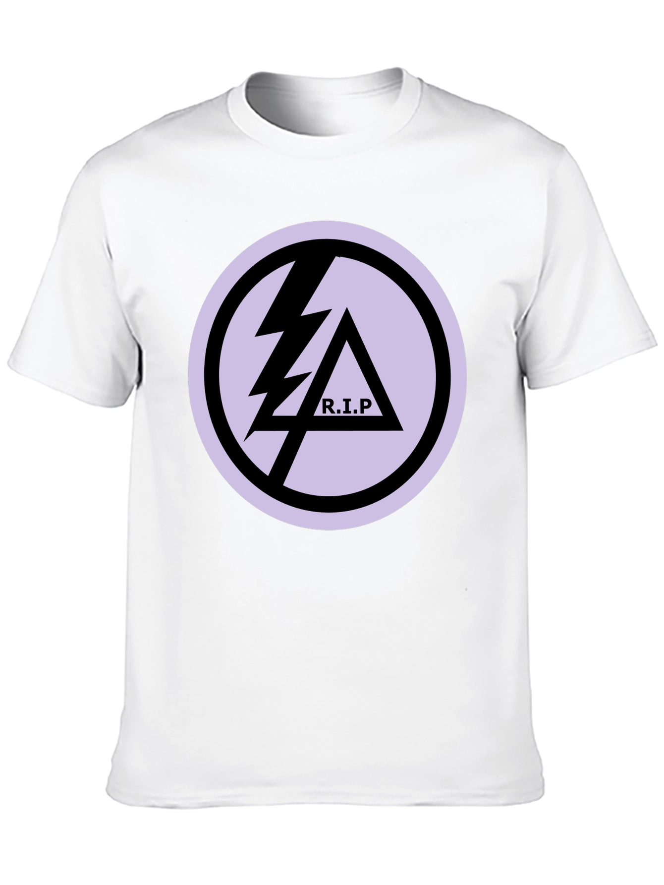 Black T-Shirt with R.I.P Lightning Bolt Graphic Print