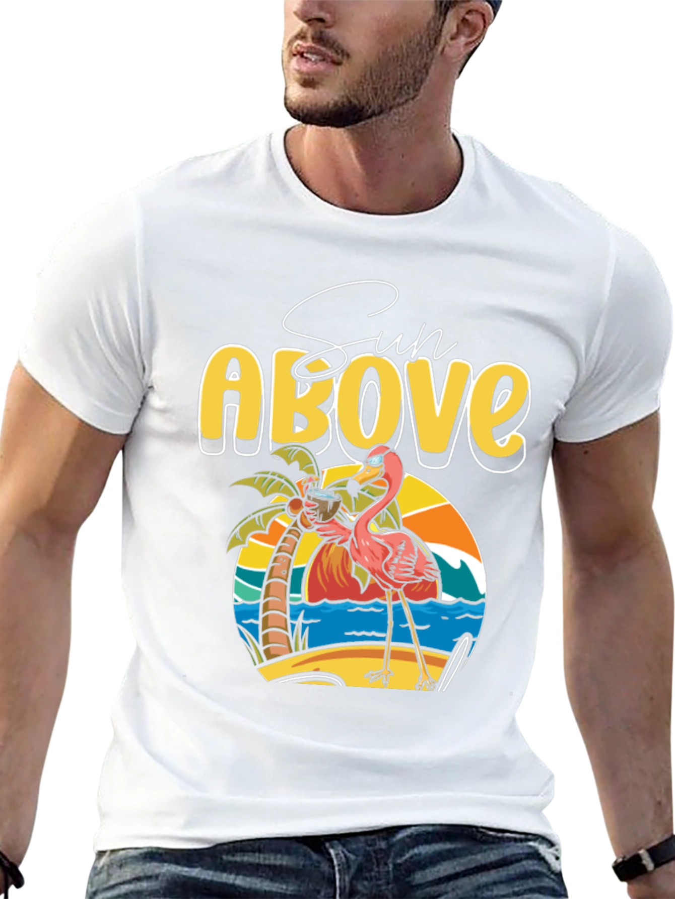 Sun Above Flamingo Graphic T-Shirt