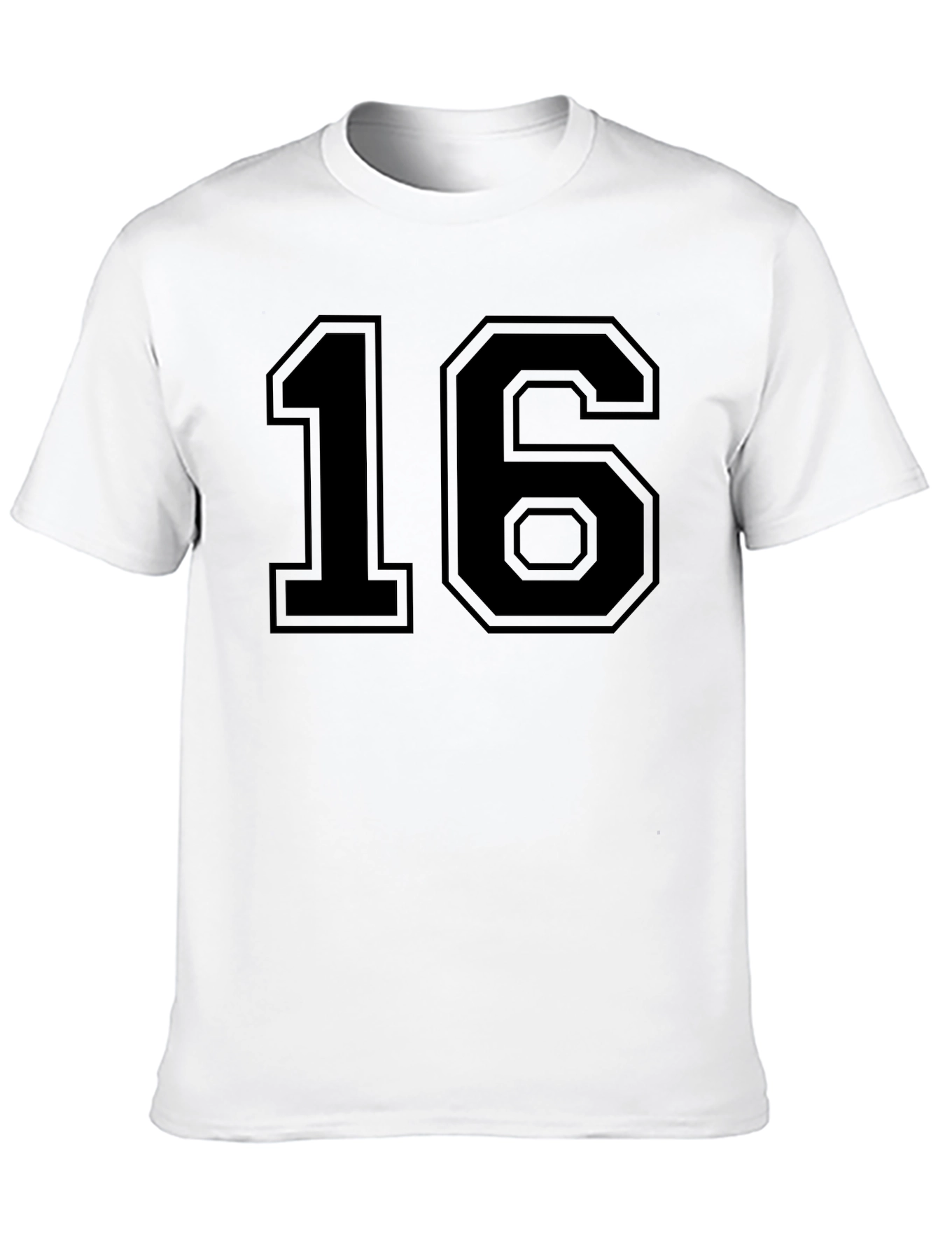 Black T-Shirt with Bold Number 16