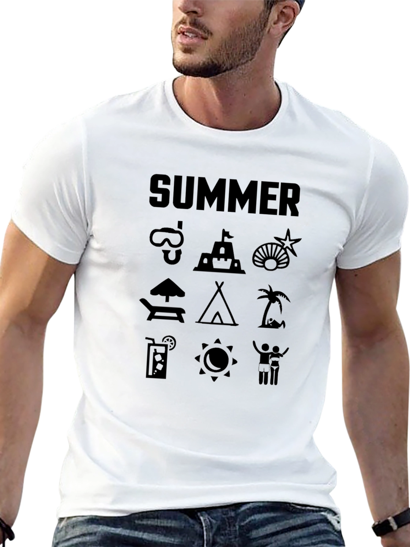 Summer Icon T-Shirt - Black Graphic Tee