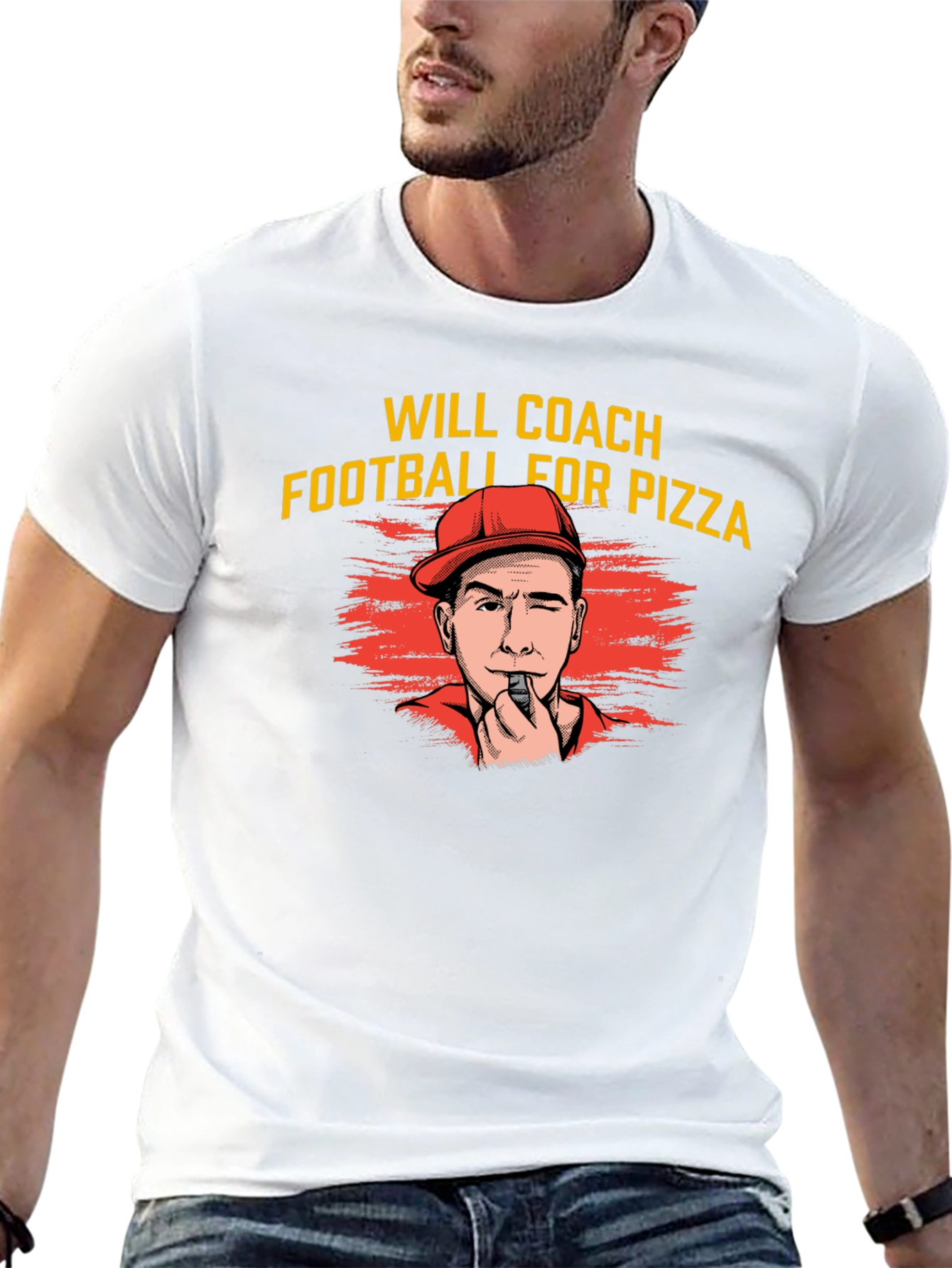 Will Coach Football for Pizza Graphic T-Shirt