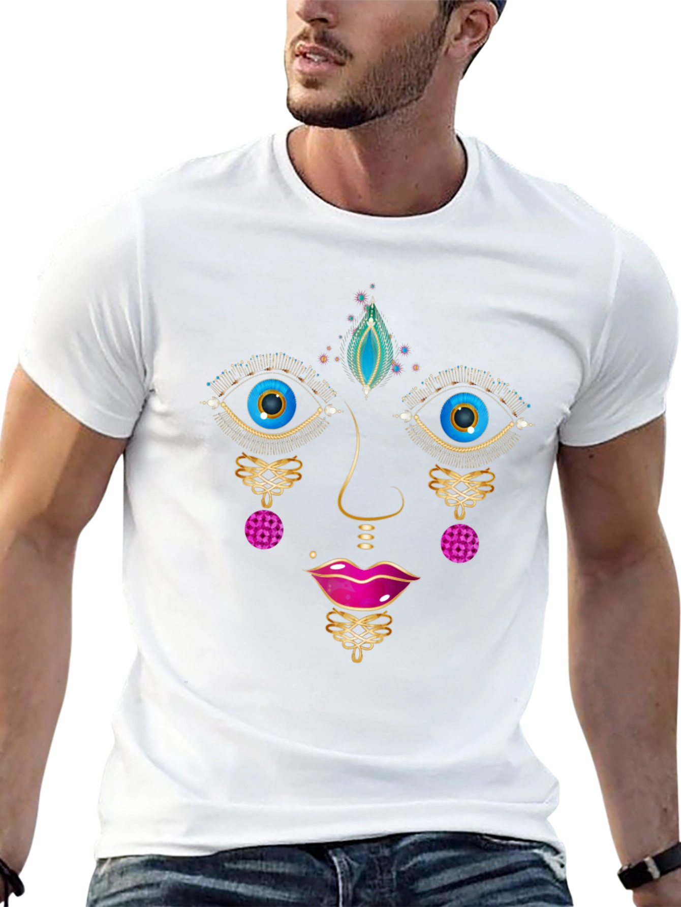 Abstract Face Graphic Tee - Unisex Black T-Shirt
