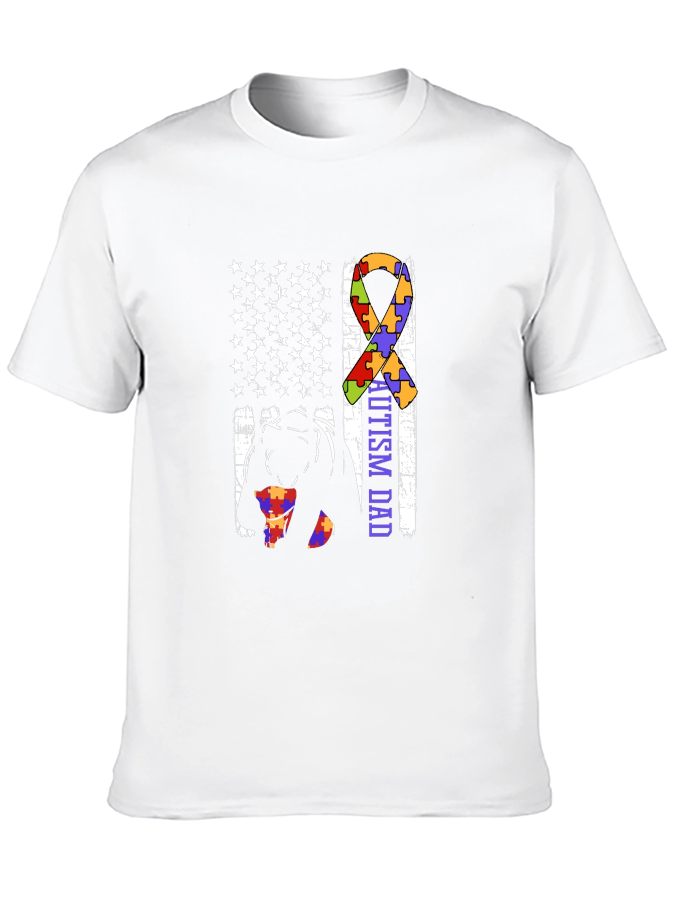 Autism Dad USA Flag Graphic T-Shirt