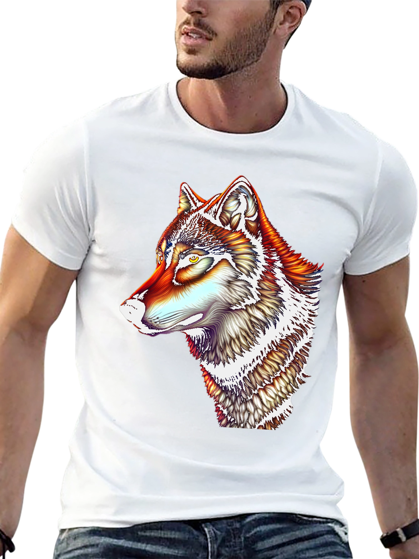 Vivid Wolf Graphic T-Shirt - Mens Black Tee