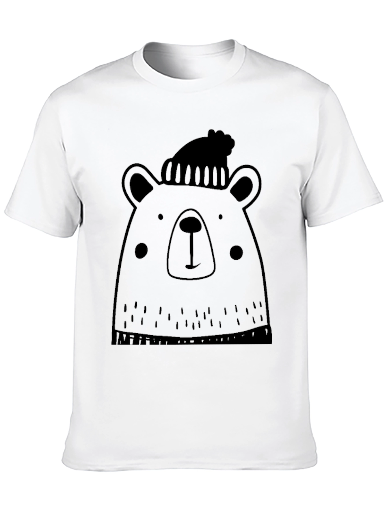 Bear with Beanie Graphic Tee - Soft Black T-Shirt